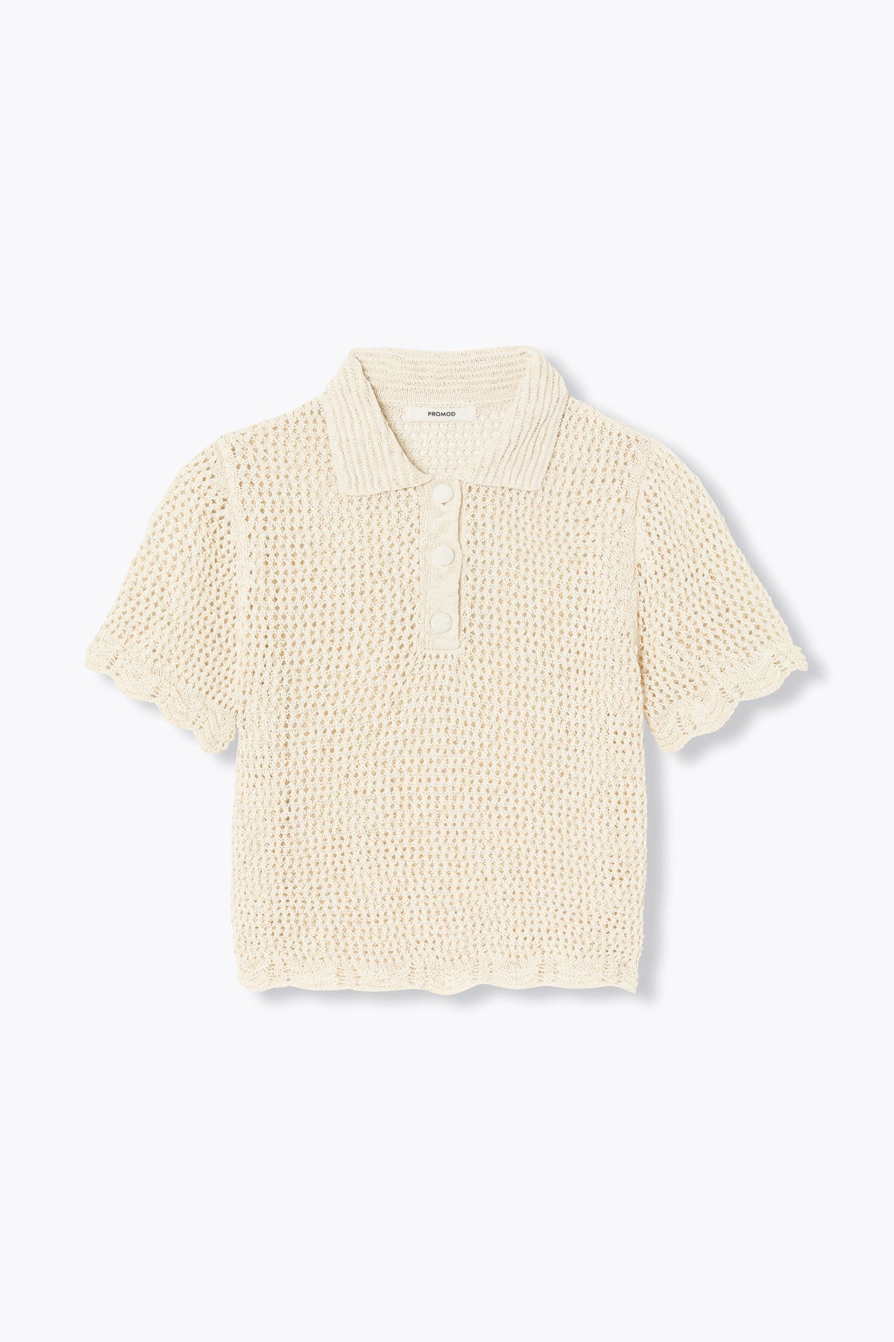 Pull polo en crochet Femme - Ecru – Image 5