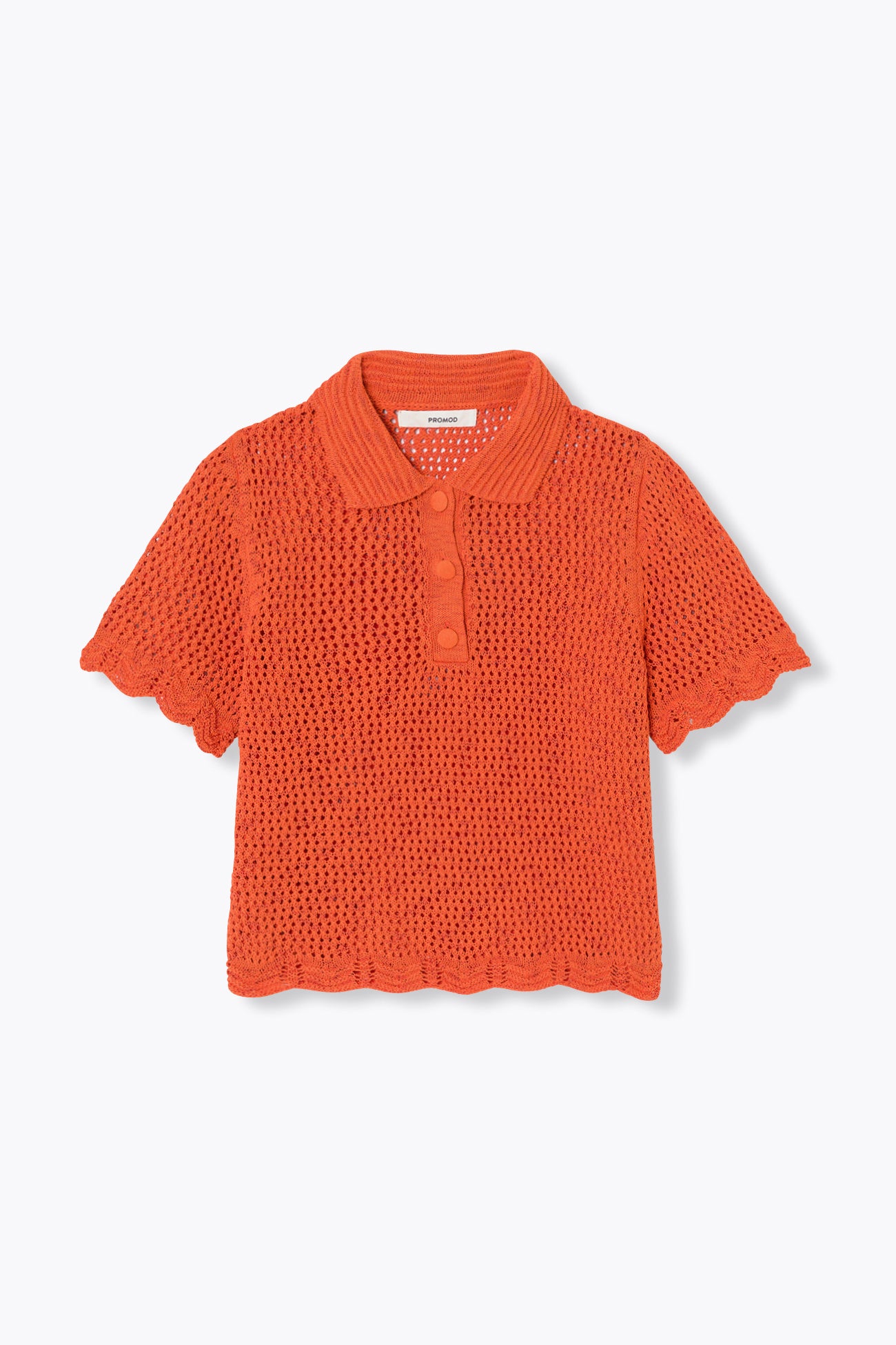 Pull polo en crochet Femme - Corail – Image 5