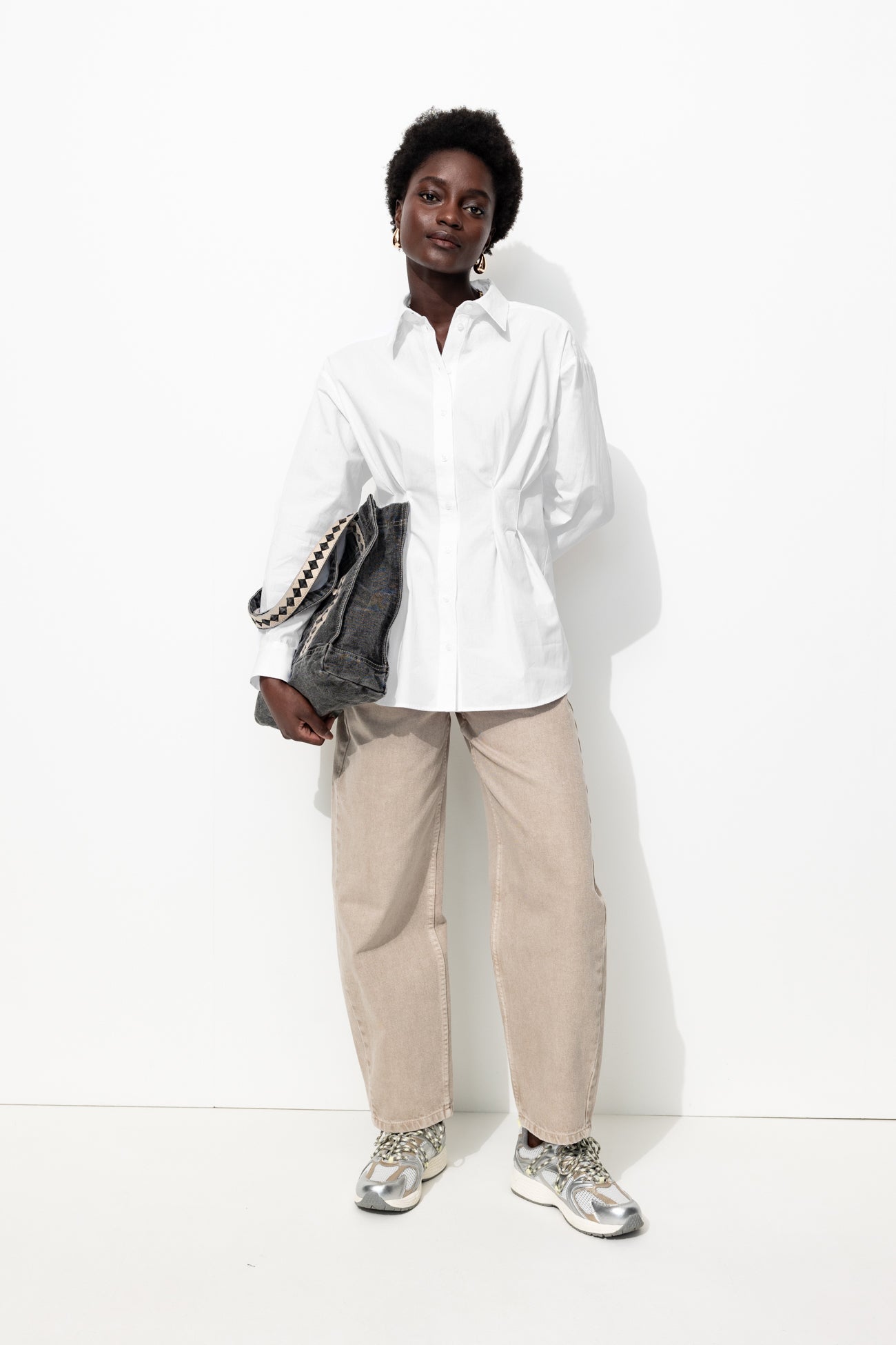 Chemise cintrée en popeline – Blanc