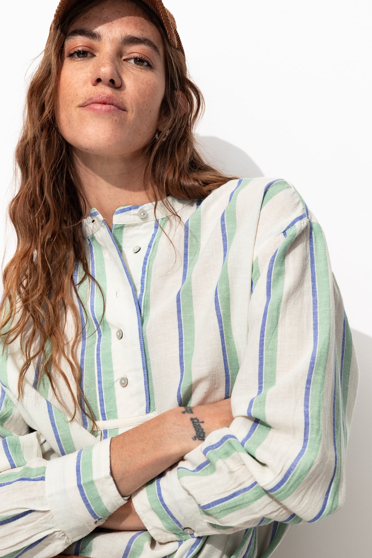 Chemise oversize rayée Femme - Rayé écru – Image 4