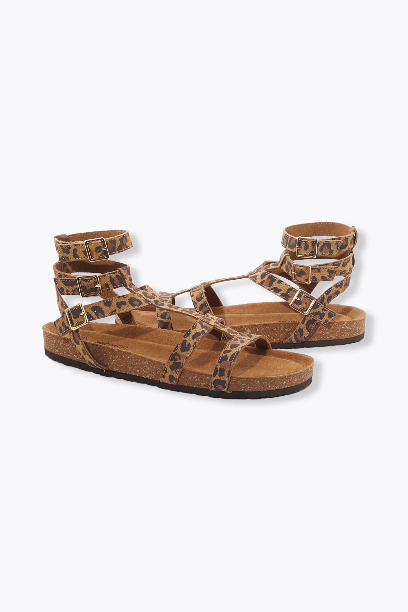 Sandales léopard en cuir Femme - Imprimé camel – Image 3
