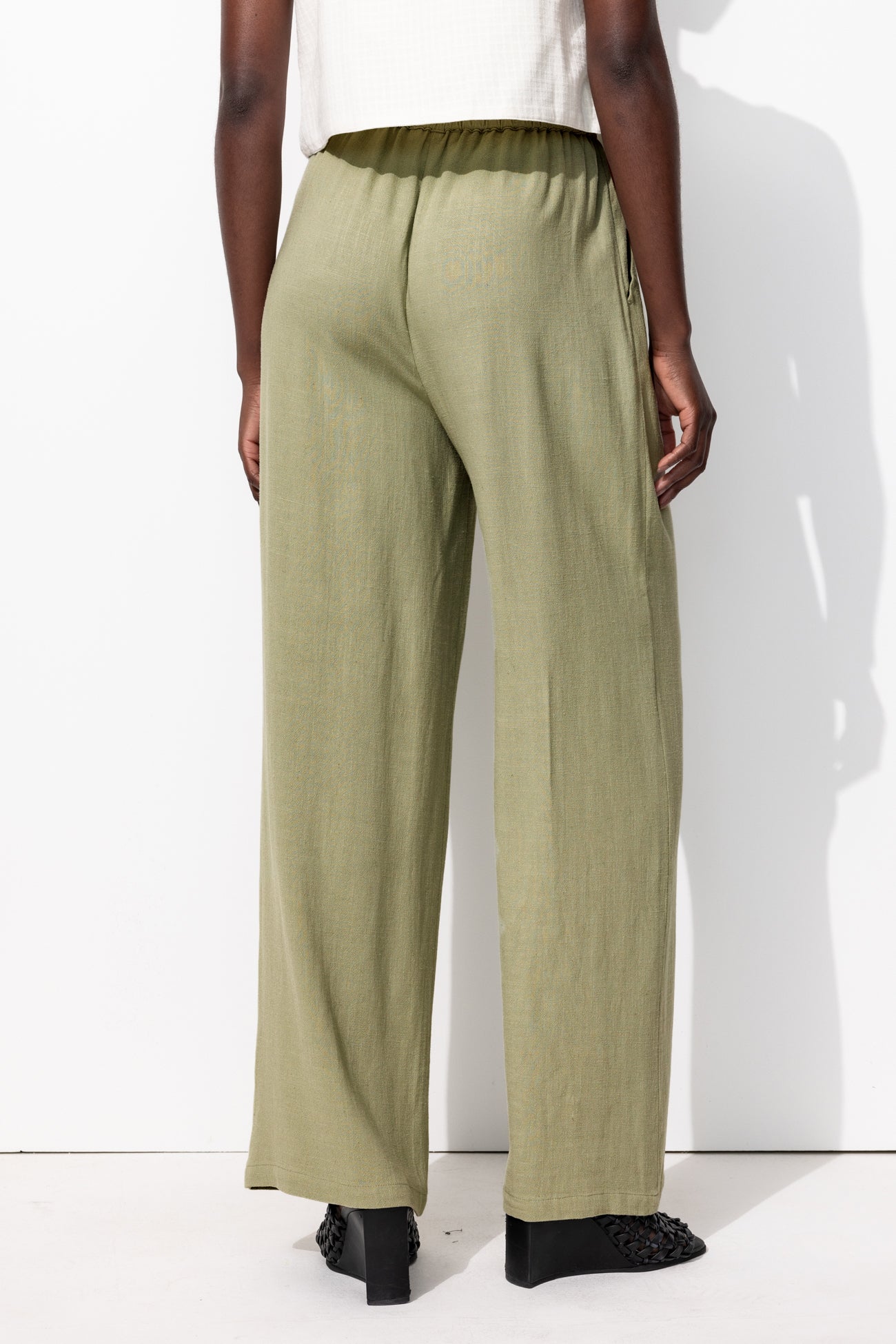Pantalon large taille haute - Vert – Image 3
