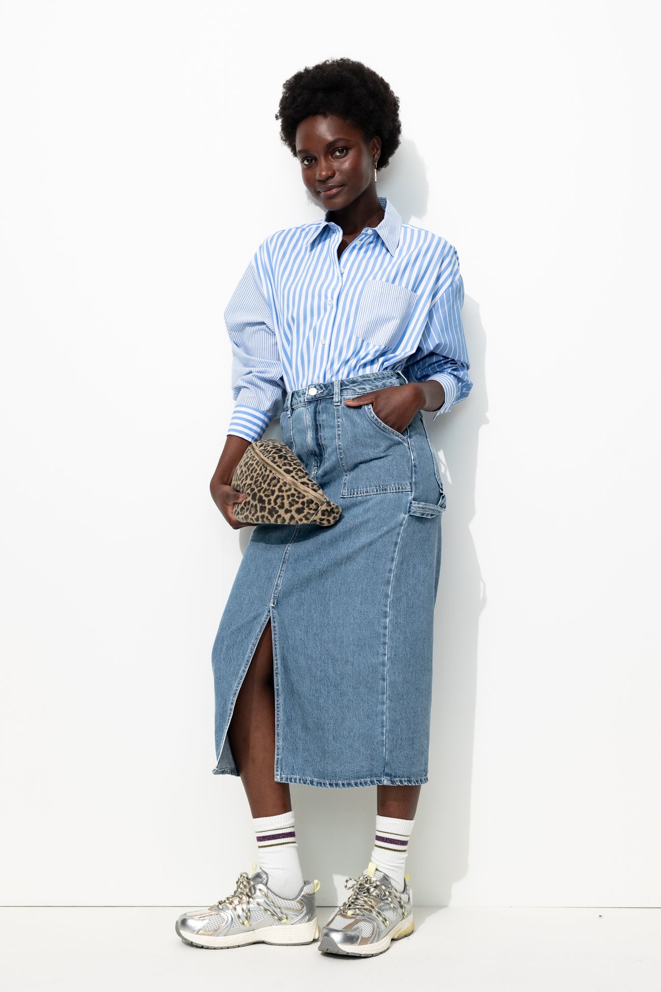 Jupe midi en jean délavé Femme – Jean moyen