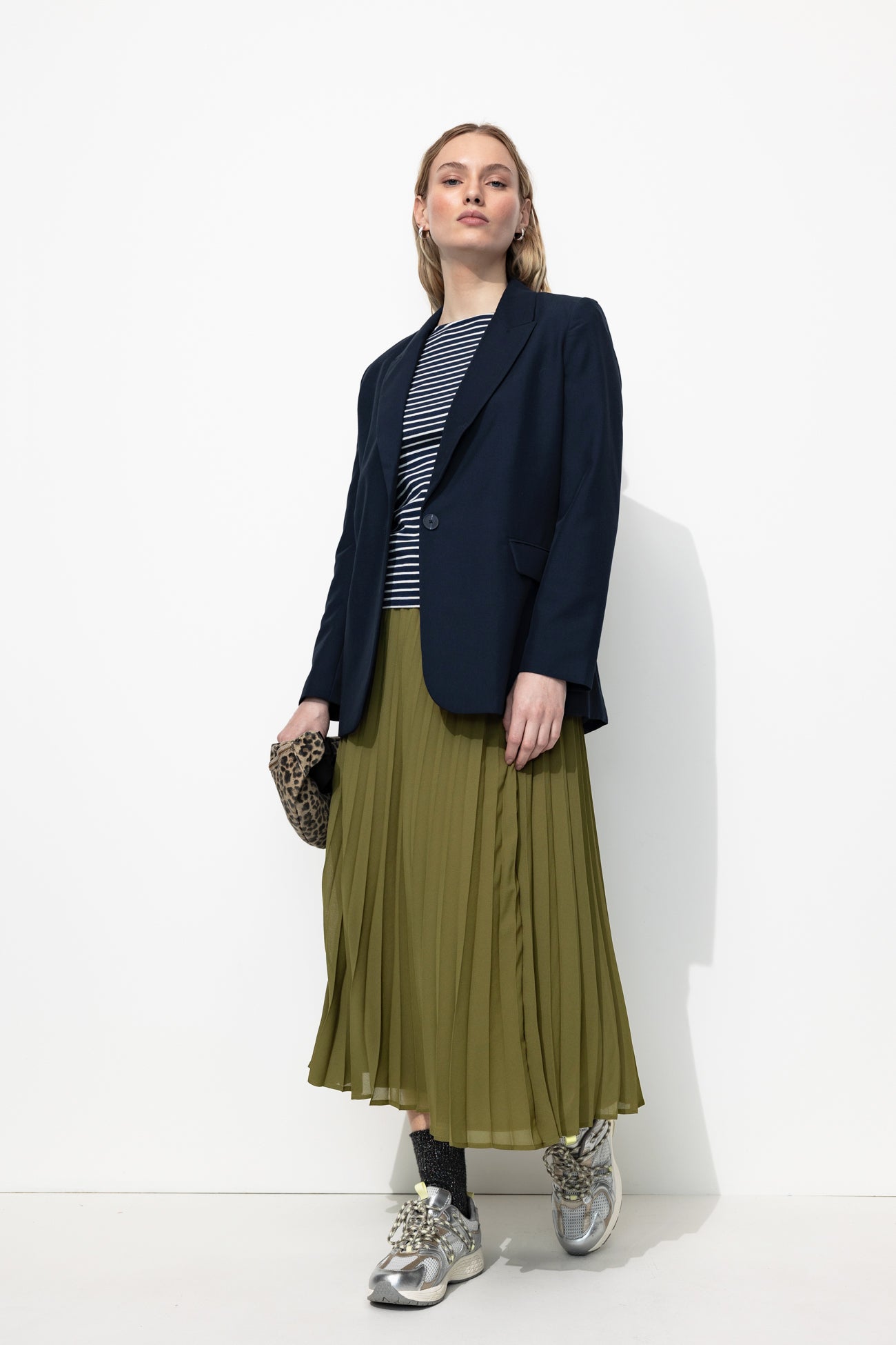 Jupe mi-longue plissée Femme - Kaki – Image 2