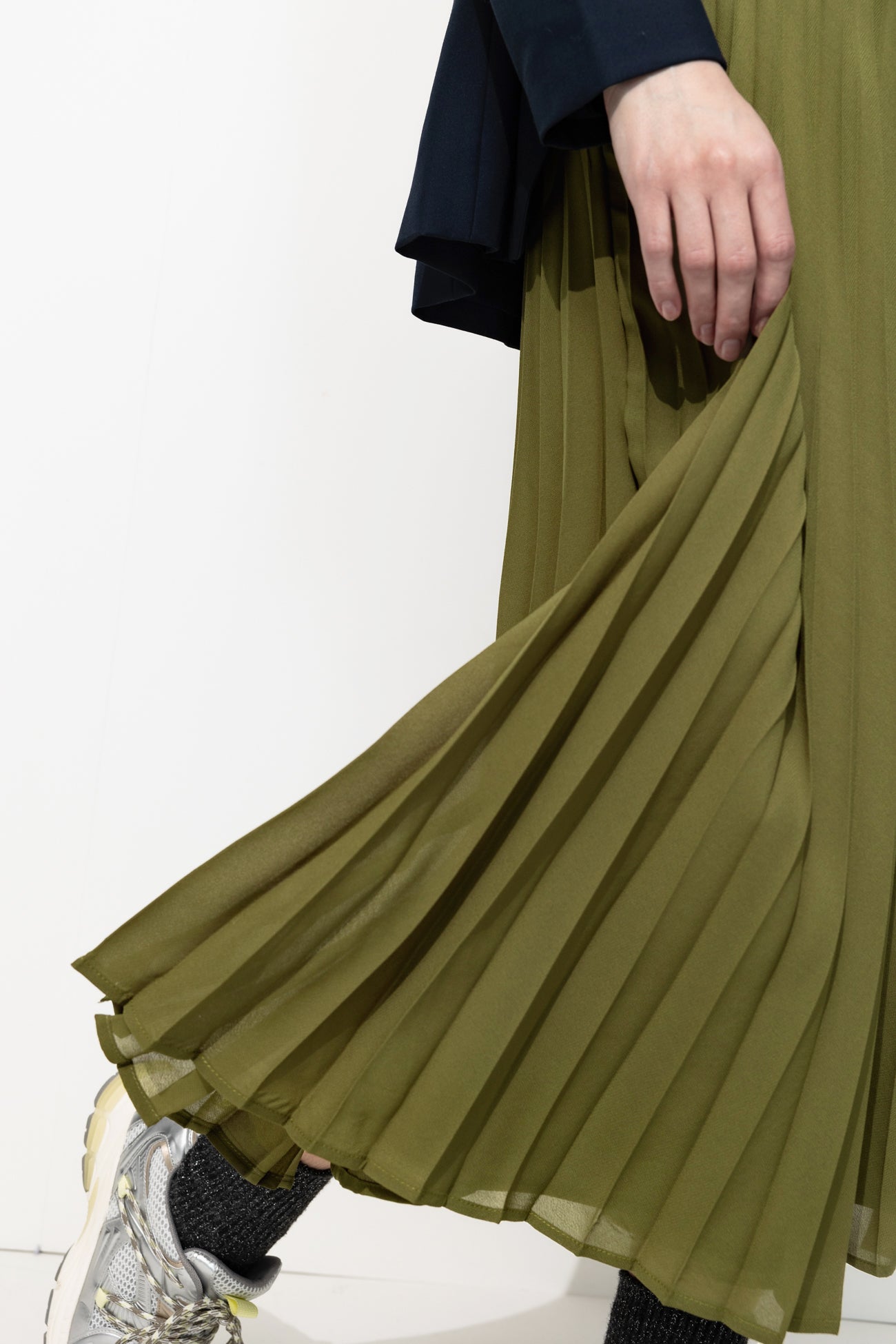 Jupe mi-longue plissée Femme - Kaki – Image 4