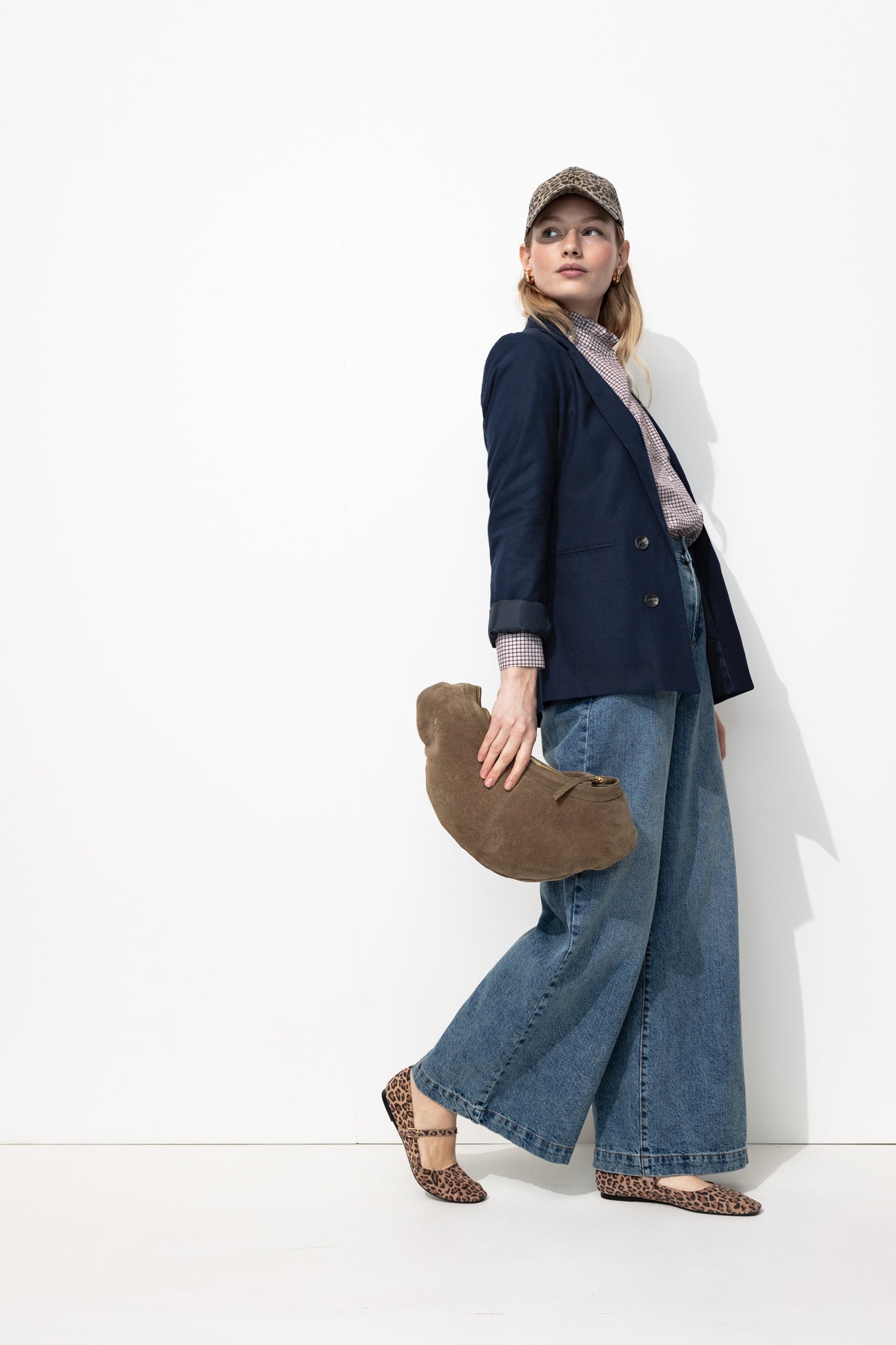 Veste de tailleur lin mélangé – Marine