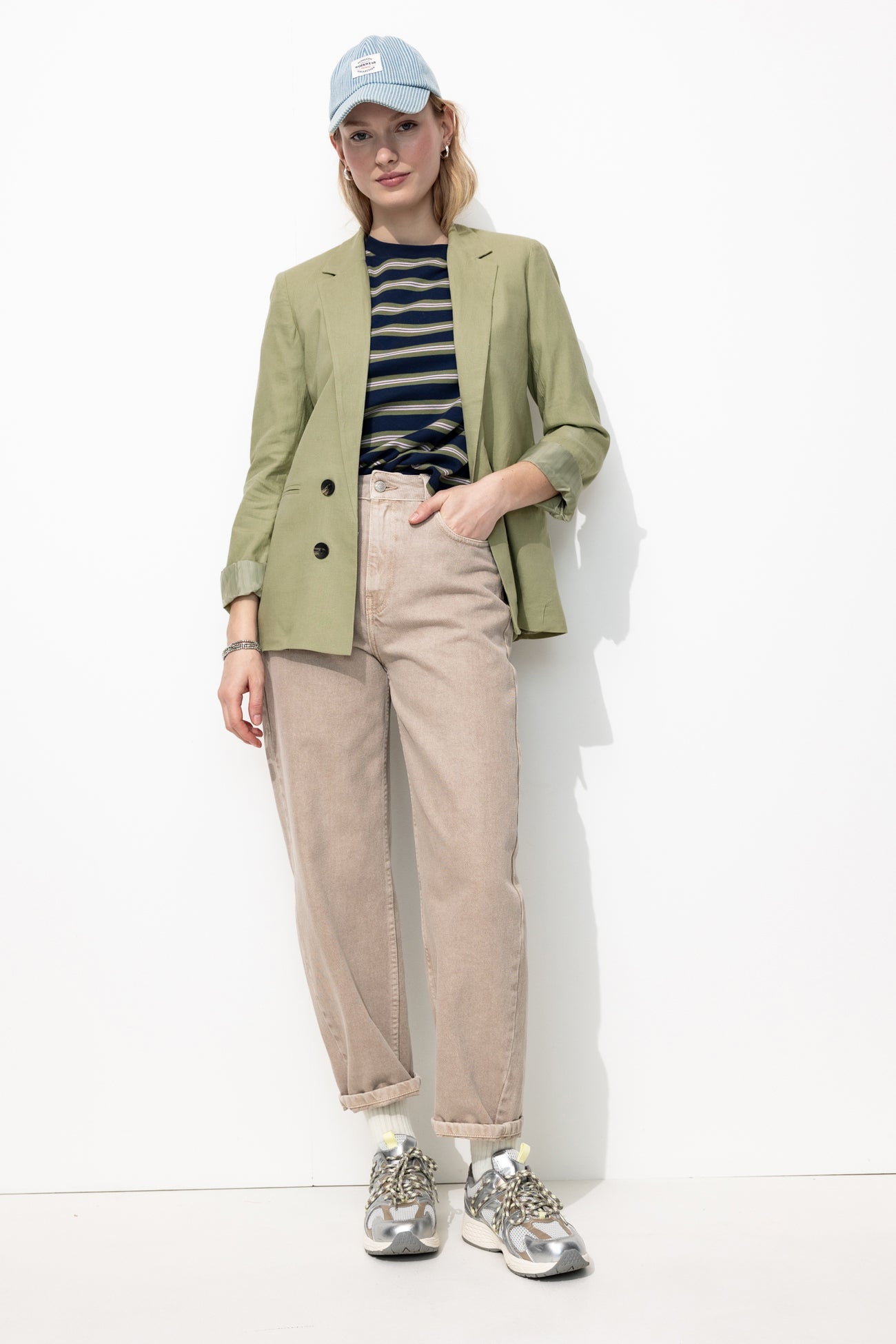 Veste de tailleur lin mélangé - Vert – Image 2