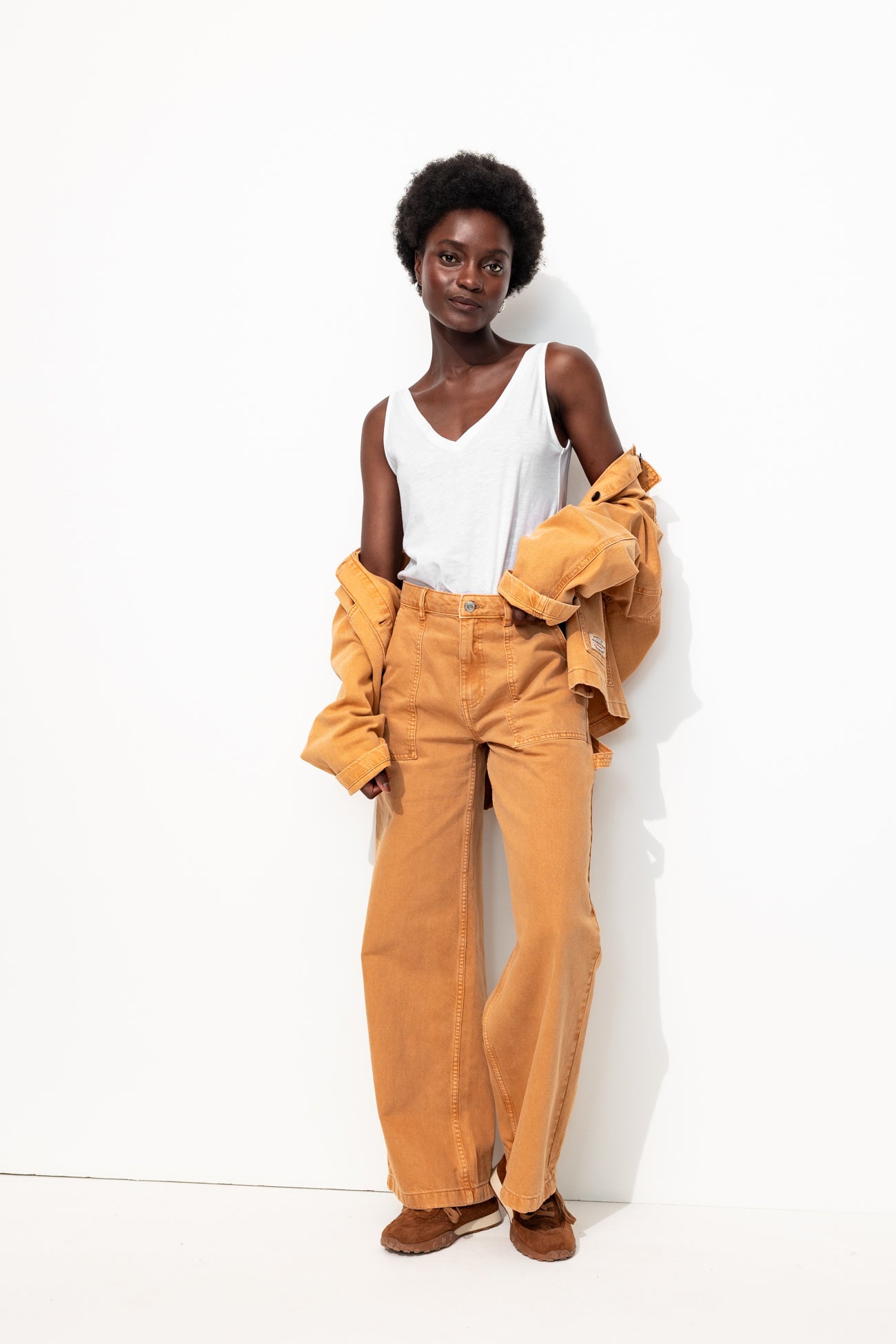Débardeur col V en coton Femme – Blanc