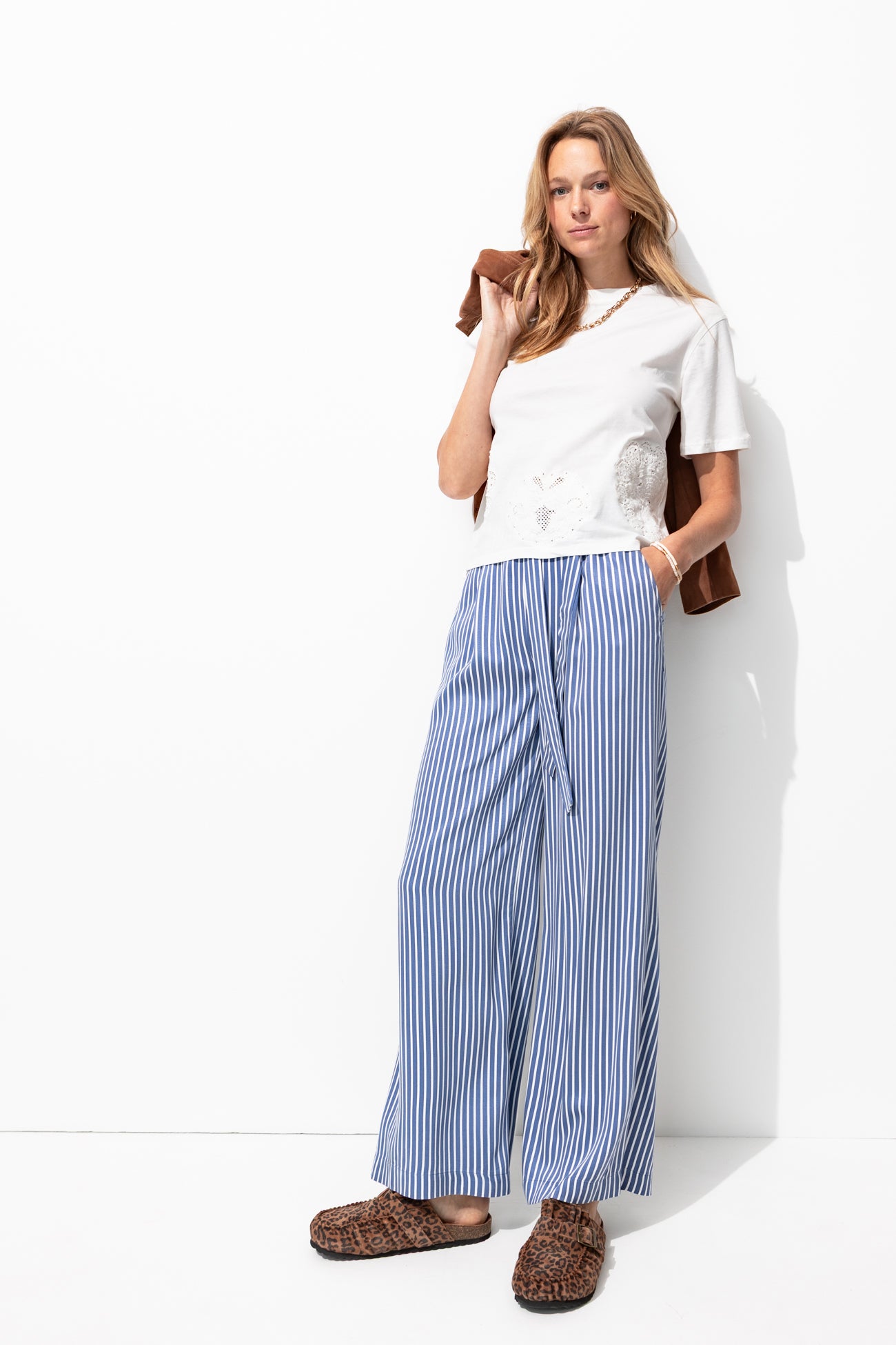 Pantalon large rayé Femme - Rayé marine – Image 2