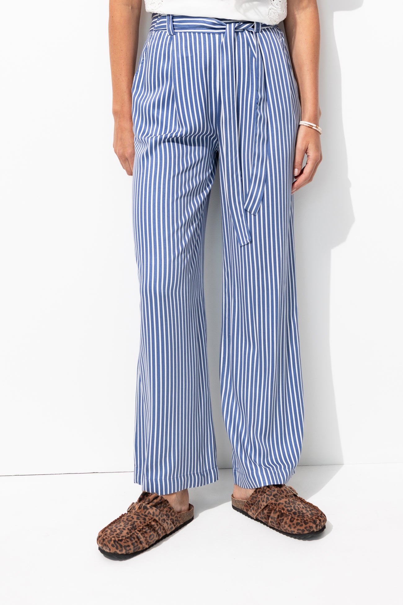 Pantalon large rayé Femme - Rayé marine