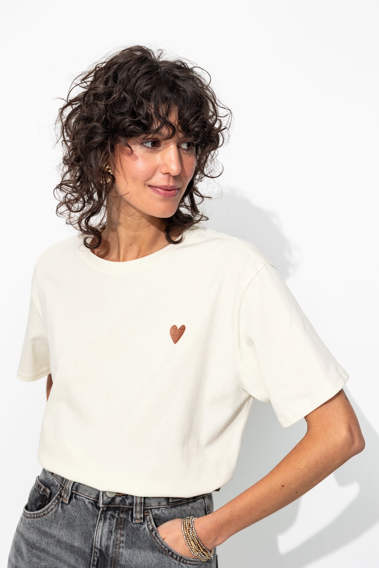 T-shirt coeur Femme - Ecru – Image 4