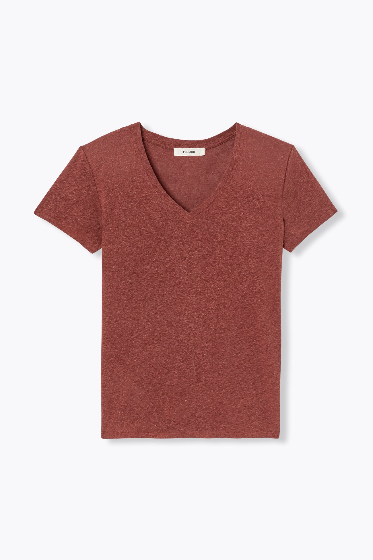 T-shirt en lin mélangé Femme – Terre de sienne