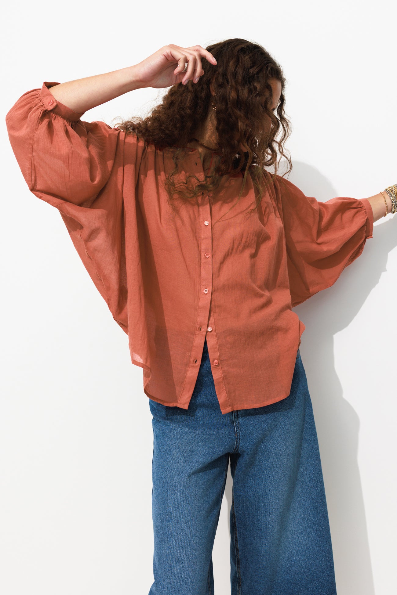 Chemise manches ballon Femme - Caramel – Image 2