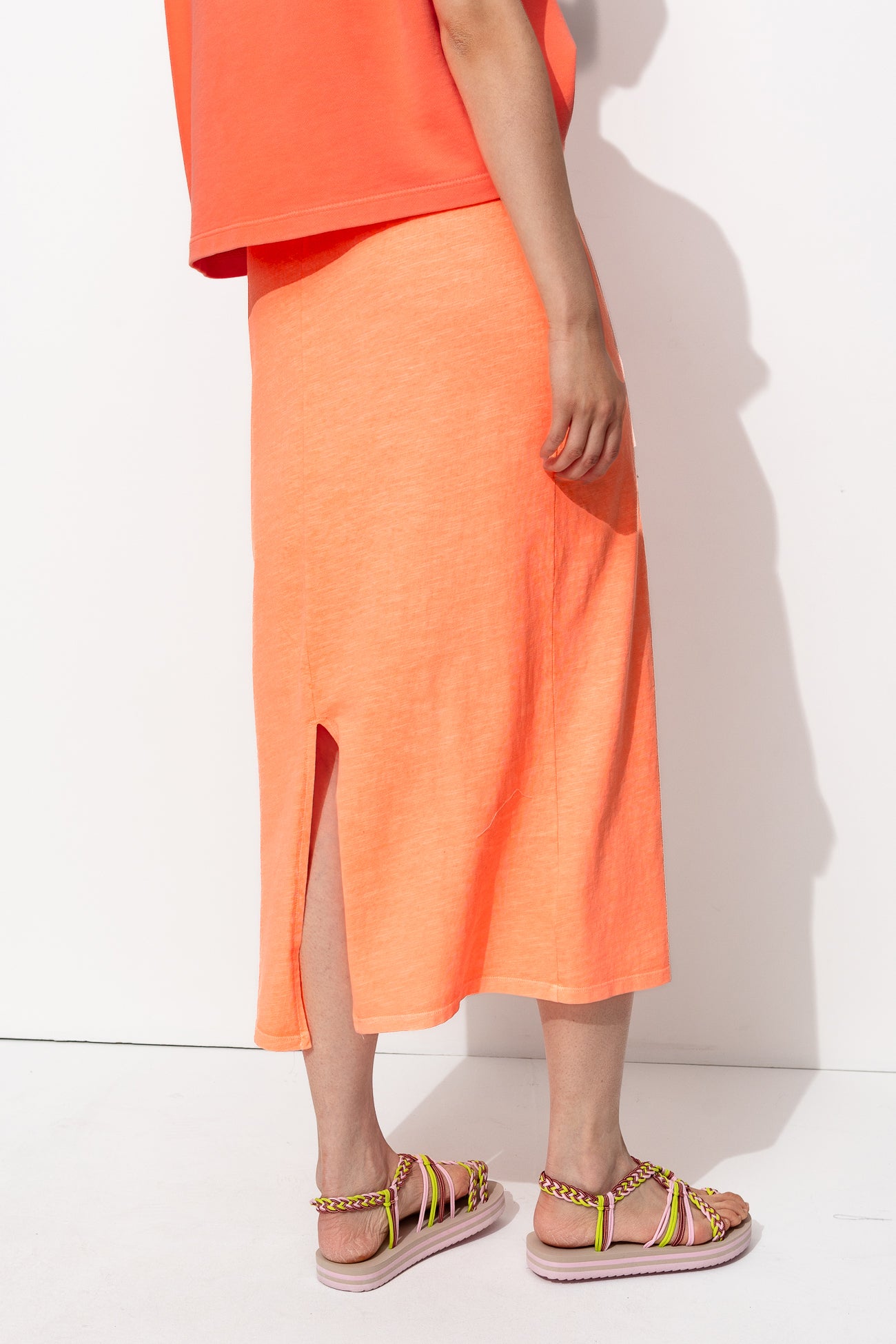 Jupe midi en jersey Femme - Corail – Image 3