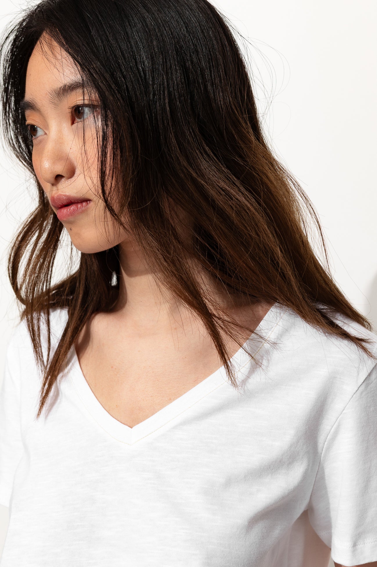 T-shirt col V Femme - Blanc – Image 4