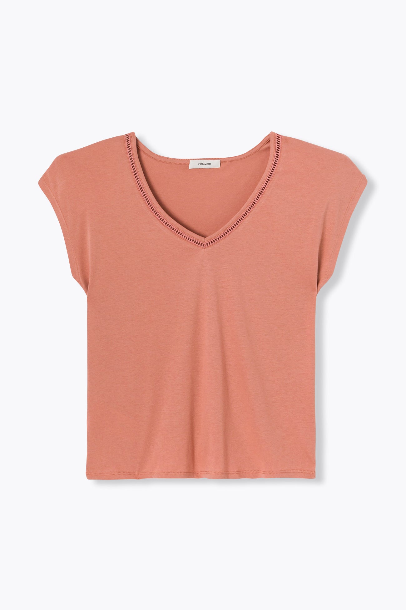 T-shirt col V uni Femme – Rose