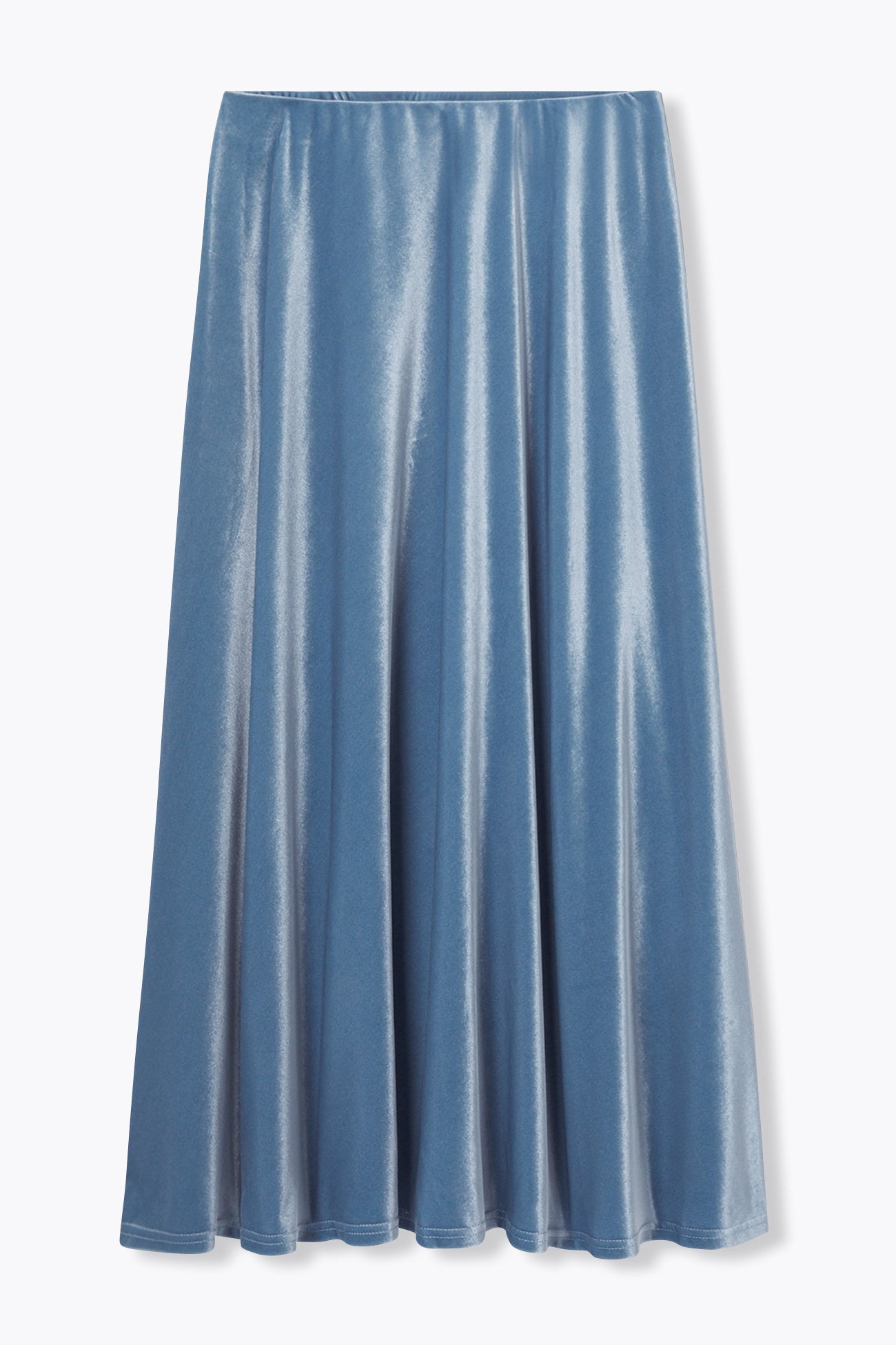 Jupe longue en velours satin – Bleu ciel