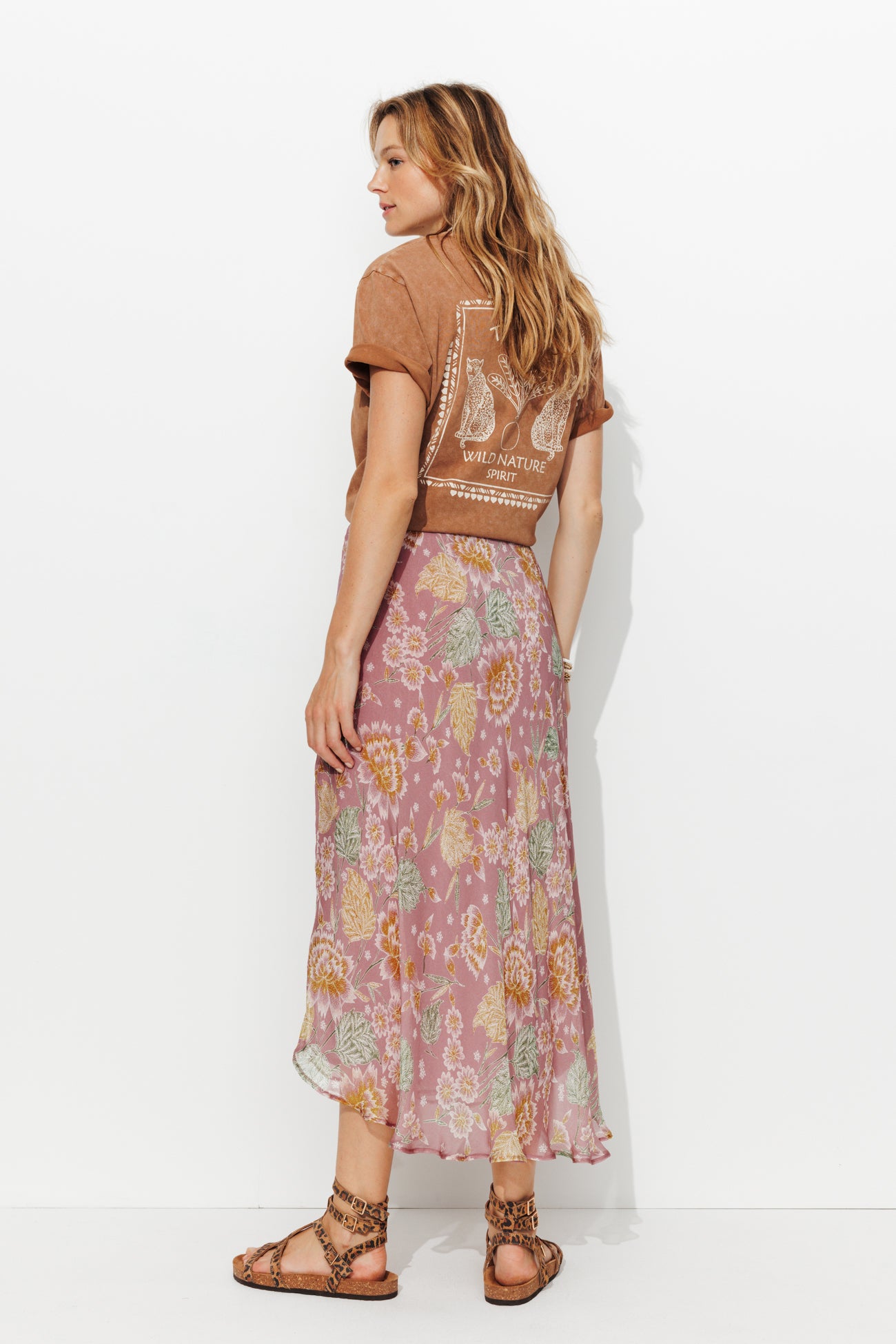 Jupe midi viscose soie - Imprimé lilas – Image 3