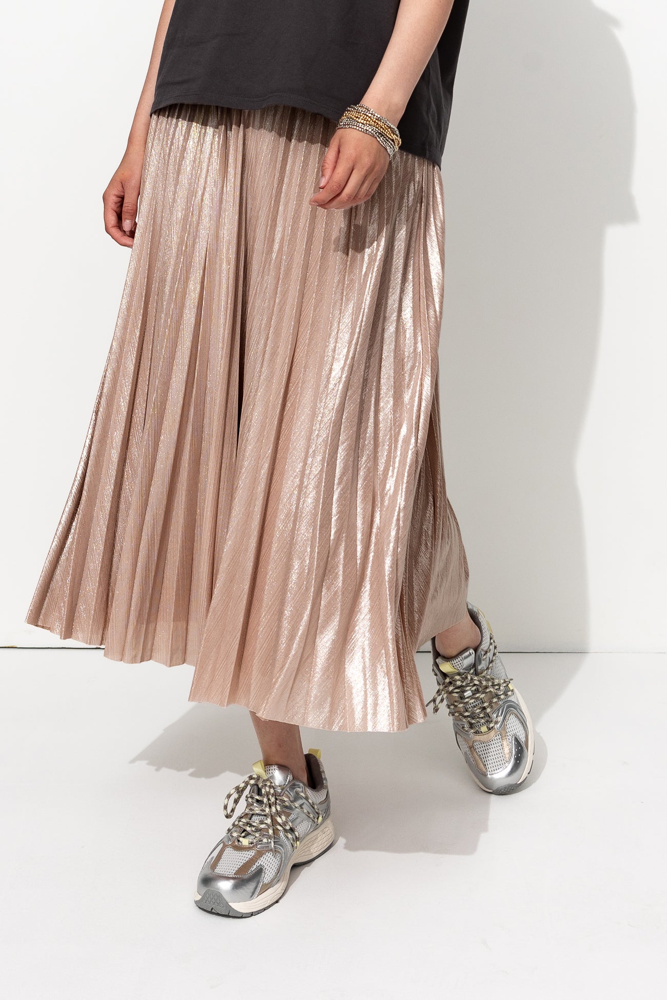 LUNA jupe plissée effet lamé - Rose – Image 2