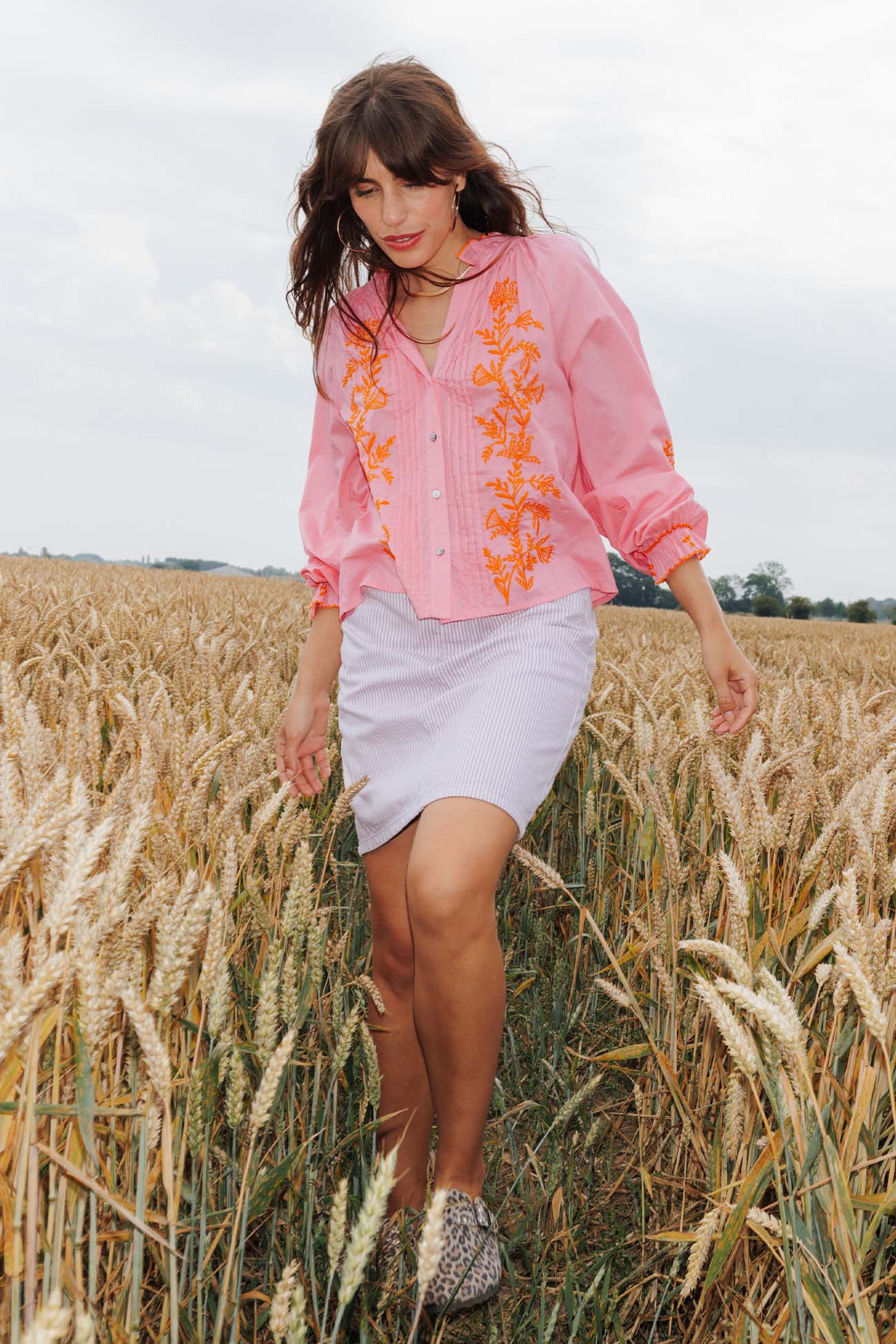Chemise brodée Femme - Rose – Image 2