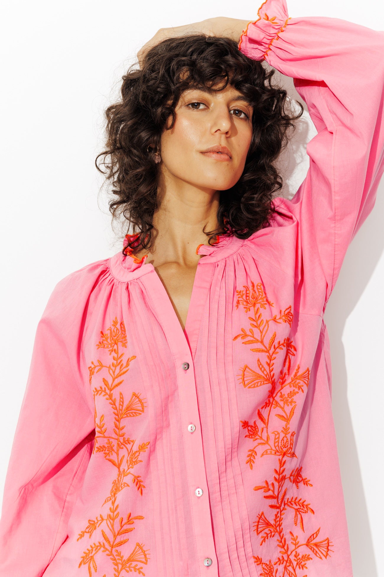 Chemise brodée Femme - Rose – Image 4