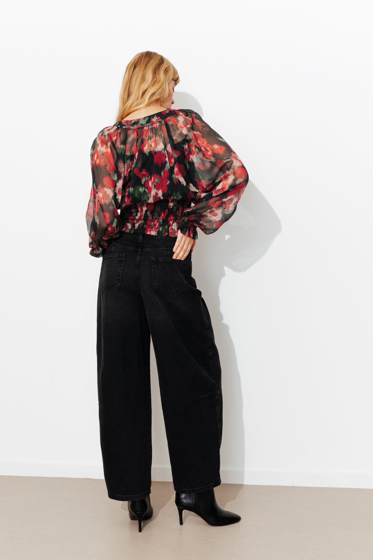 Blouse en voile imprimé Femme - Imprimé noir – Image 3