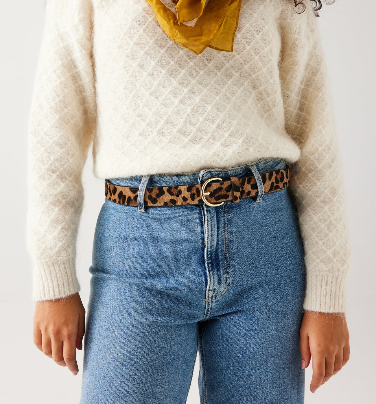 Ceinture en cuir motif léopard – Imprimé multicolore