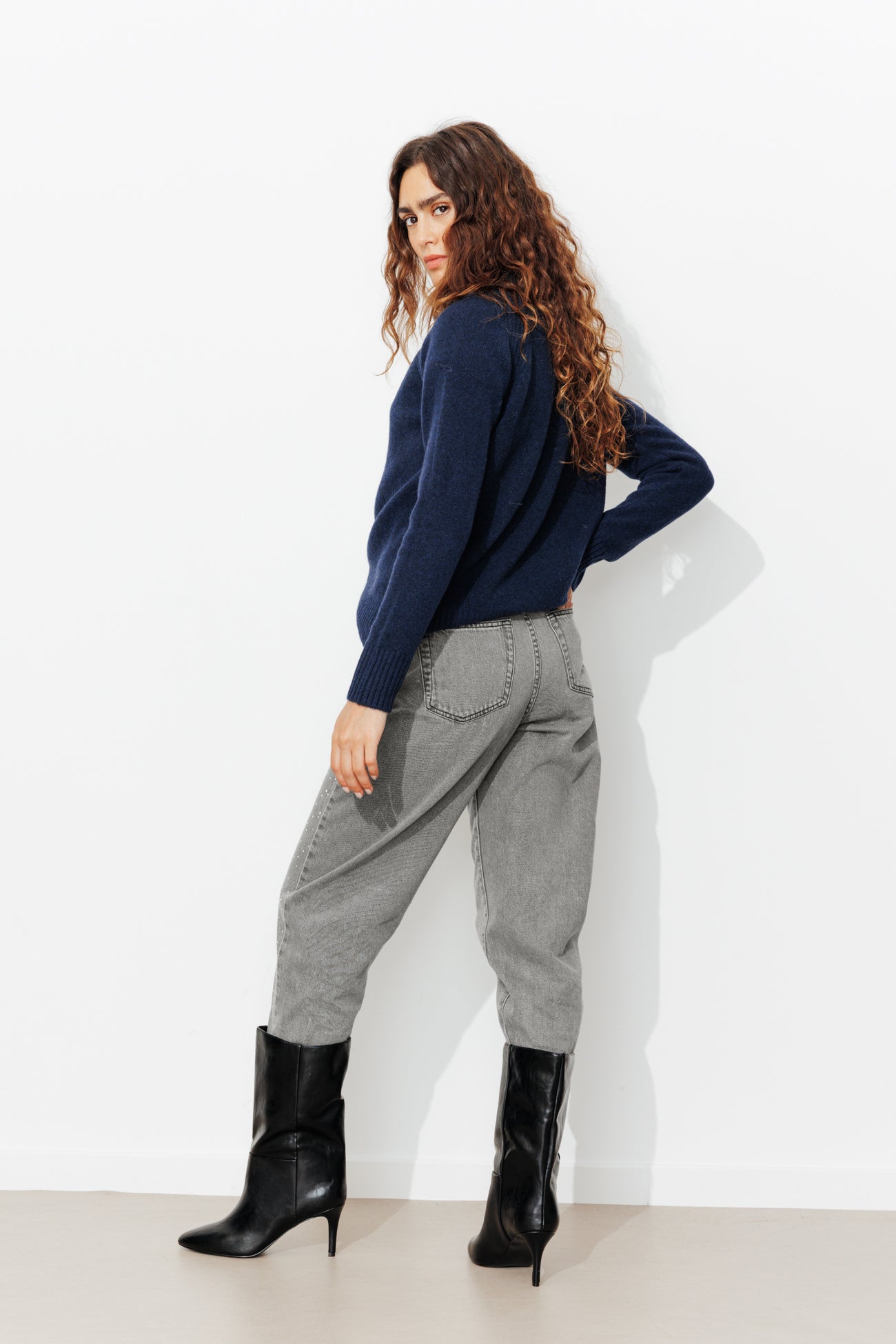 Jean balloon strassé Femme - Jeans gris – Image 3