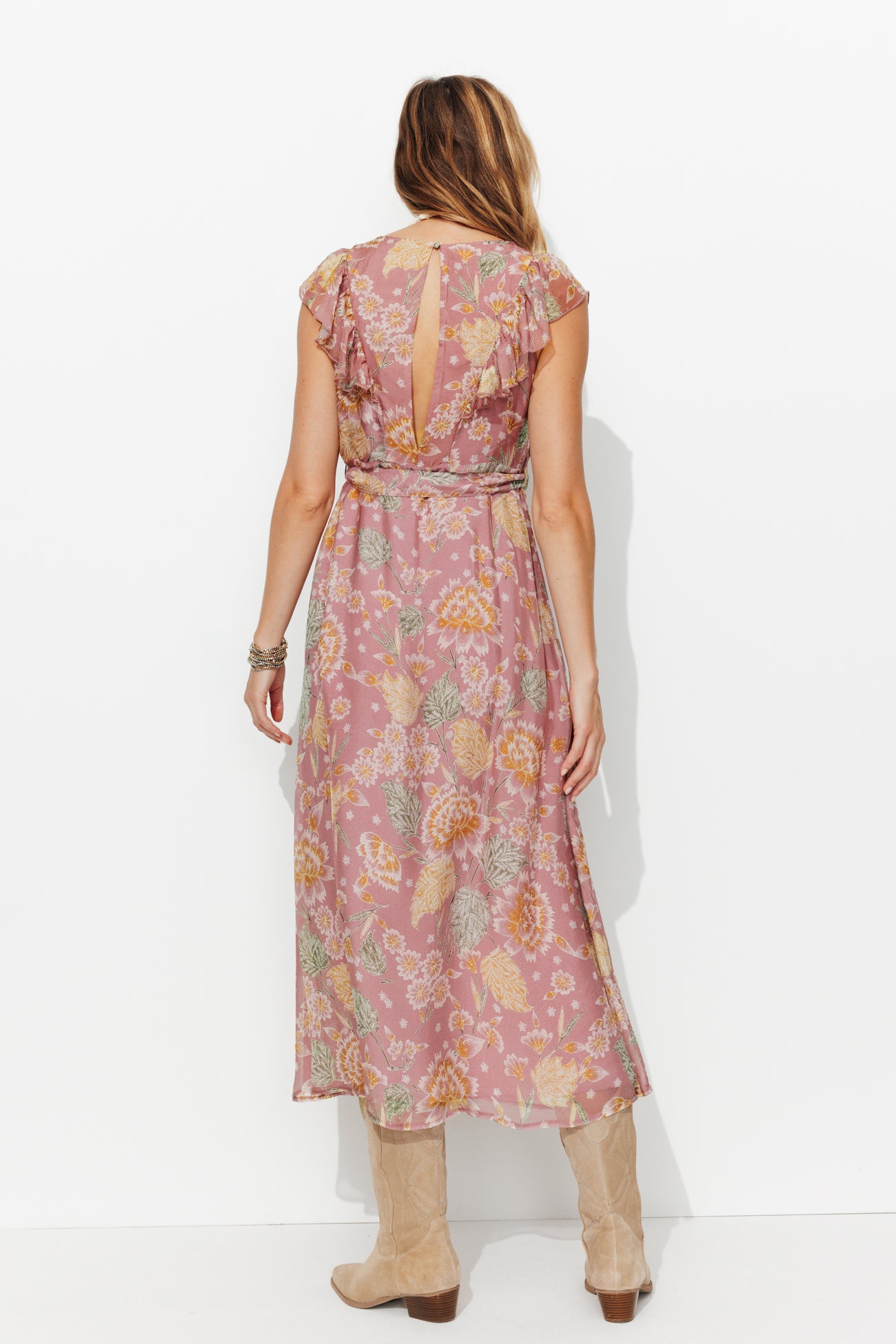 Robe longue viscose soie - Imprimé lilas – Image 3