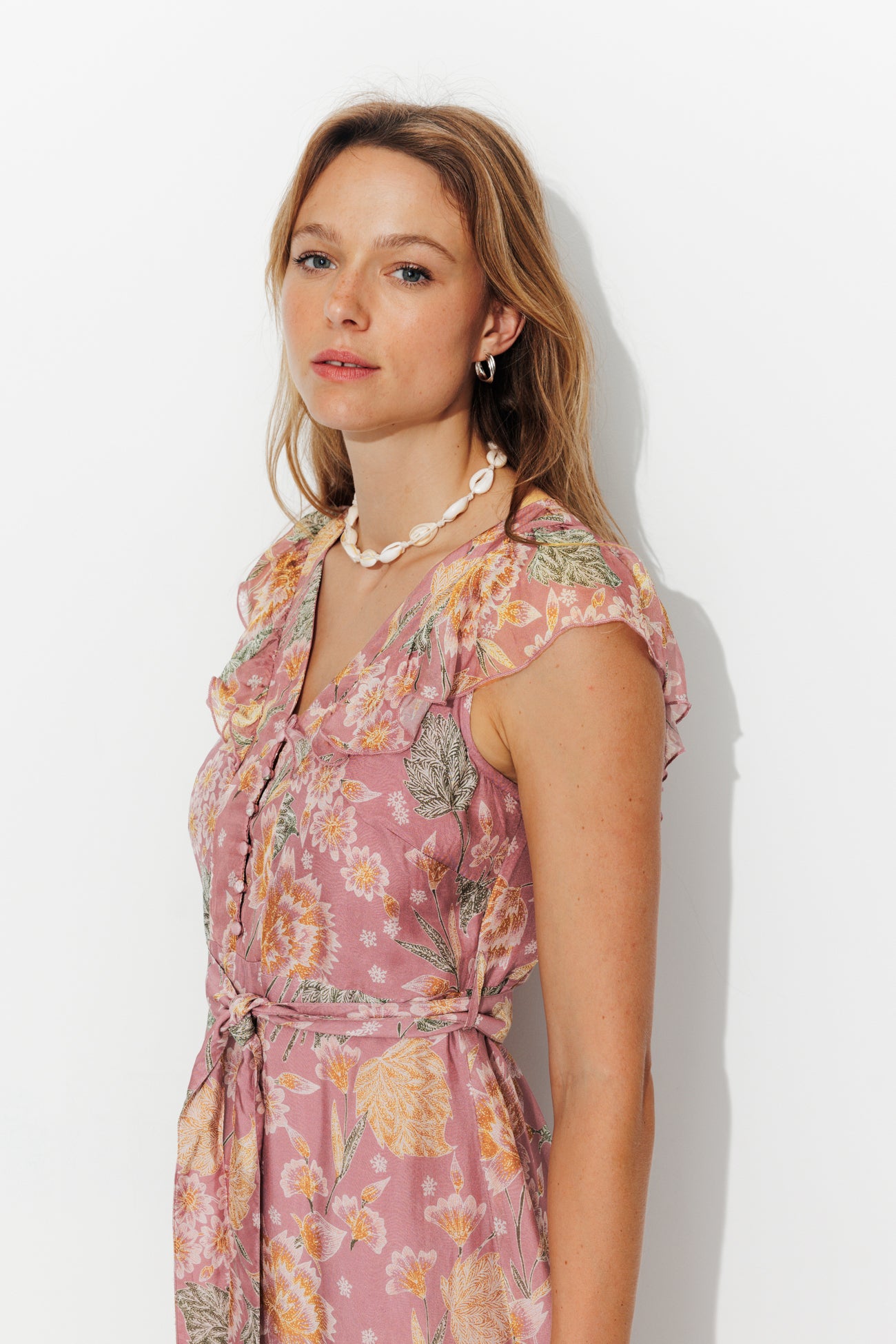 Robe longue viscose soie - Imprimé lilas – Image 4