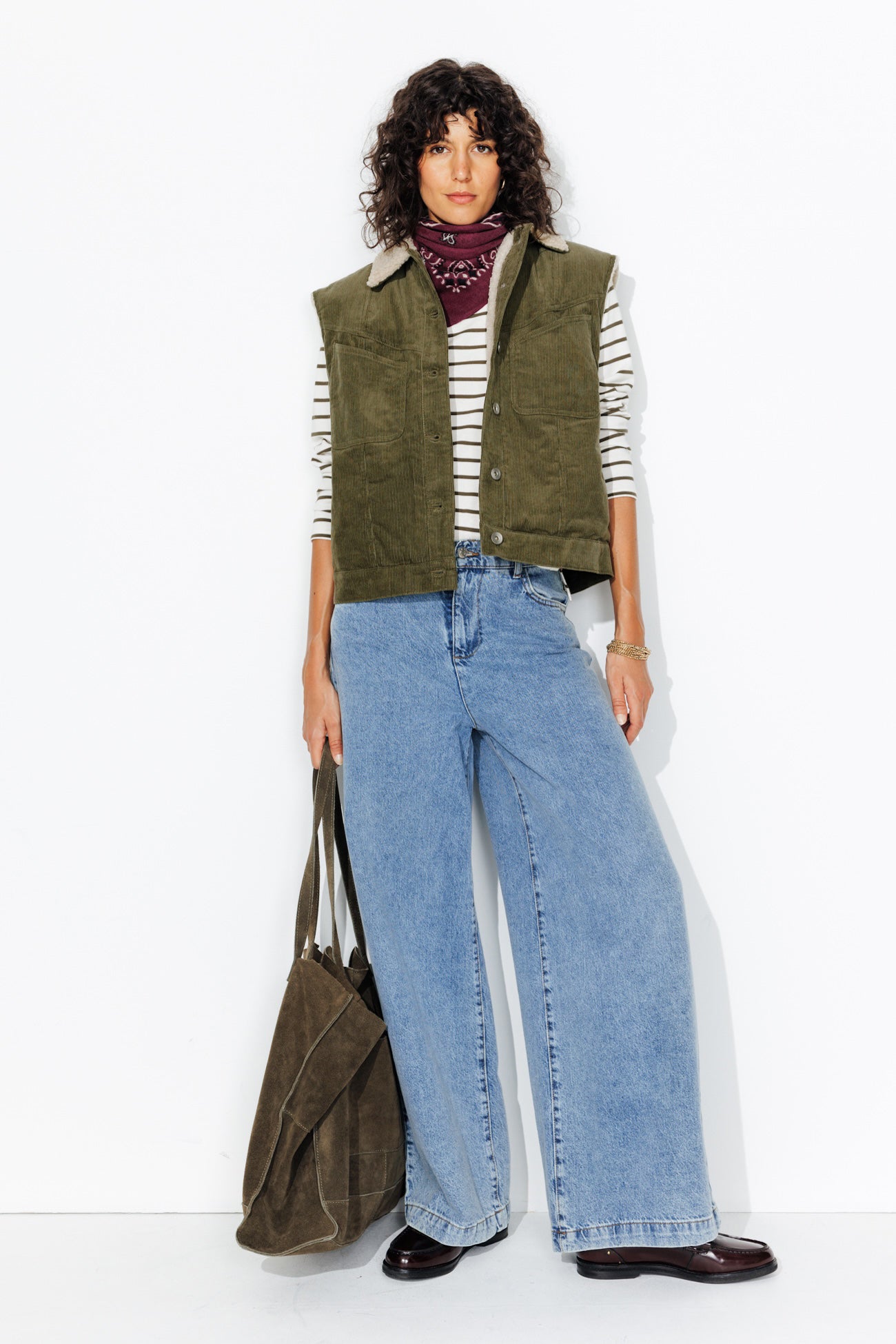 Veste sans manches velours - Kaki