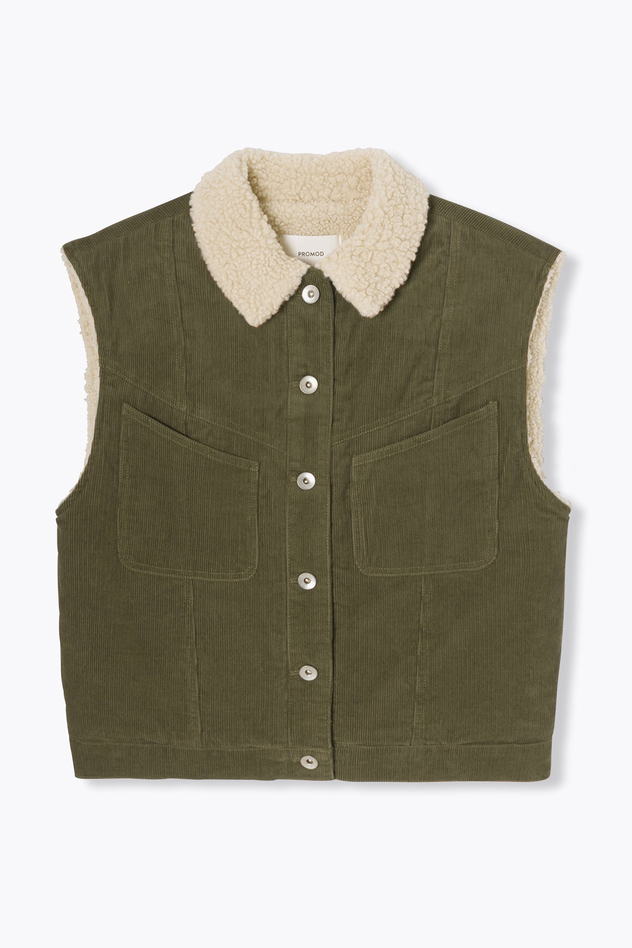 Veste sans manches velours - Kaki – Image 5