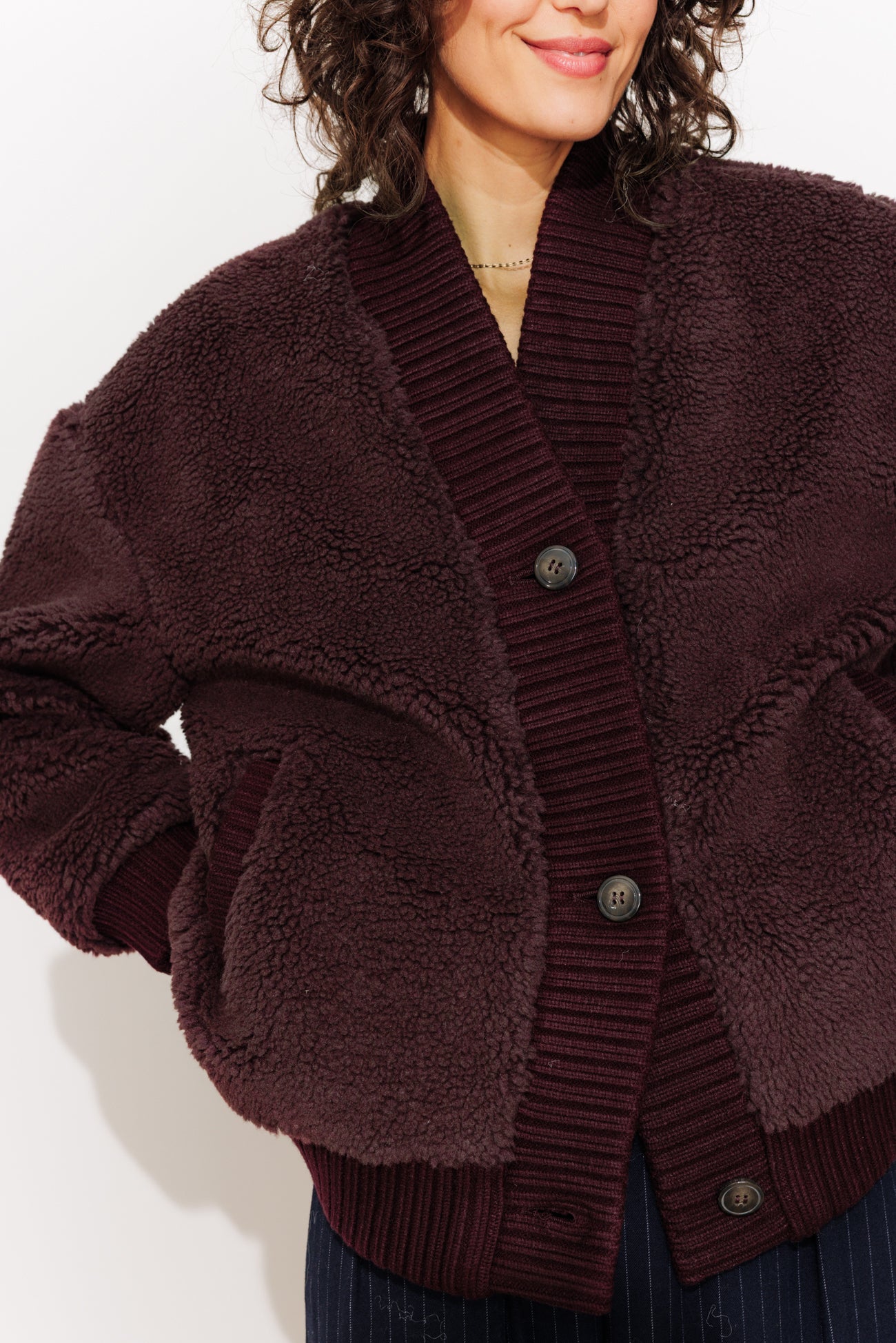 Blouson en moumoute Femme - Bordeaux – Image 4