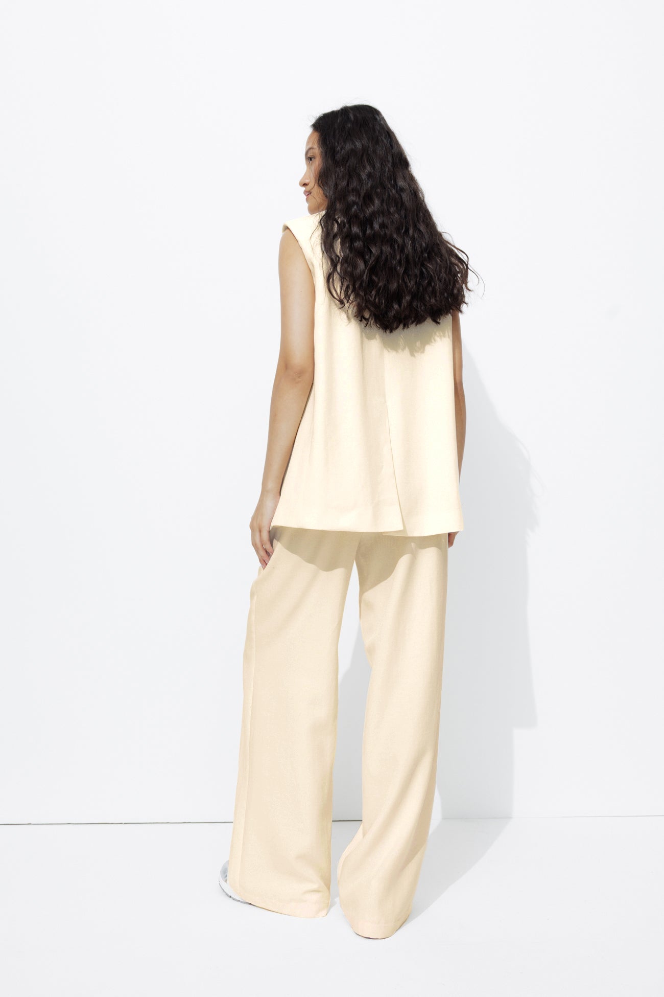 Pantalon large taille haute - Ecru – Image 3