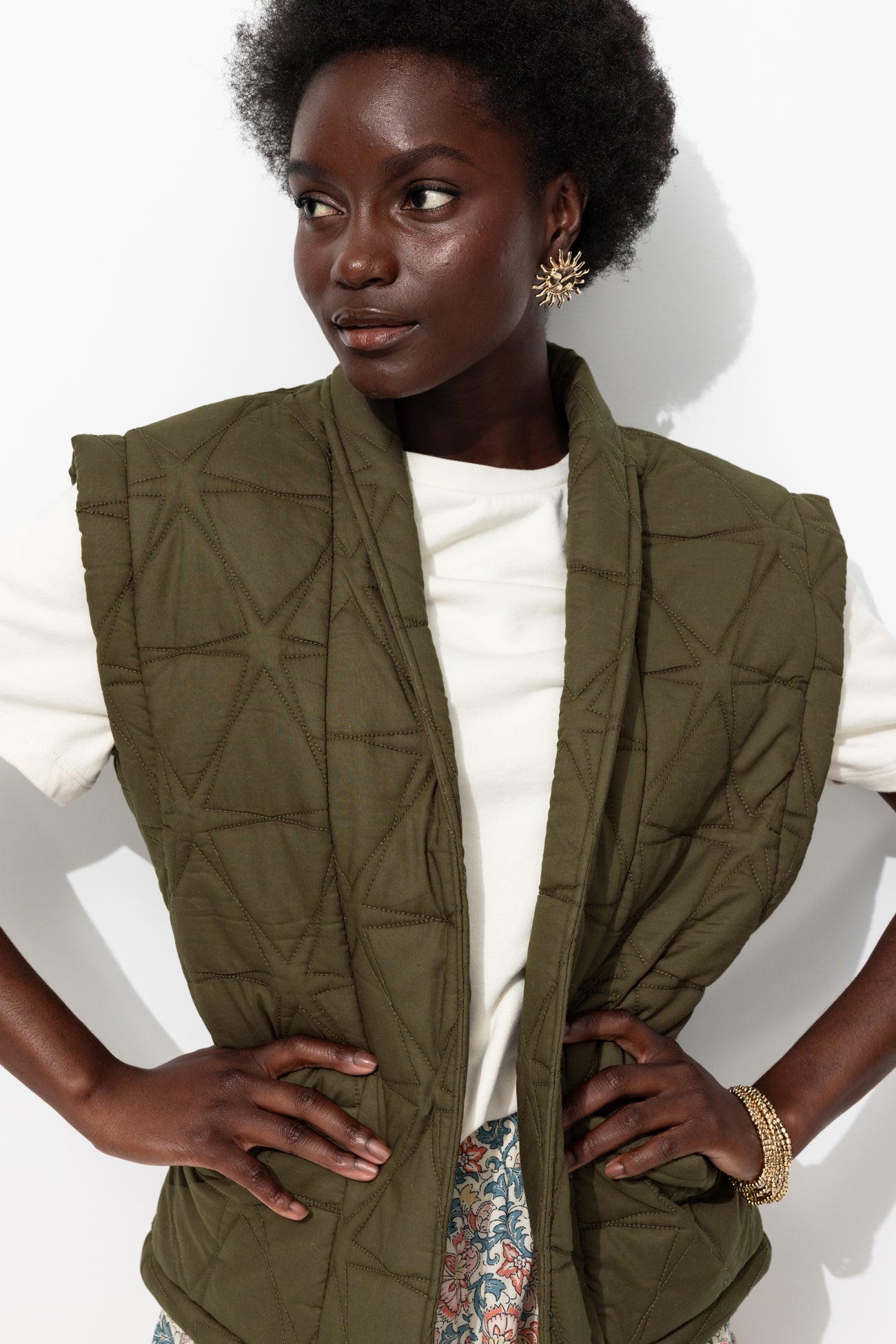 Veste matelassée sans manches - Kaki – Image 4