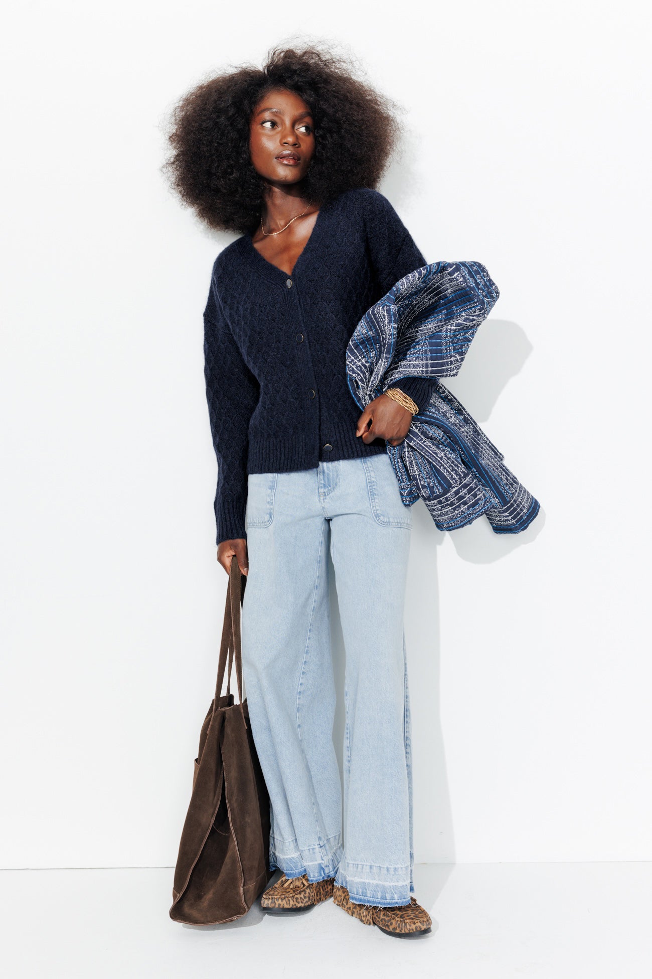 Cardigan torsadé recto-verso – Marine