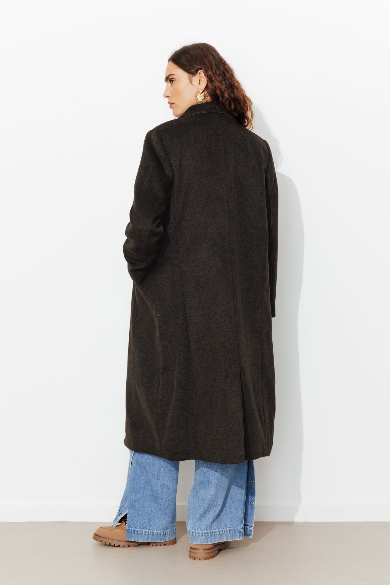 Manteau long en laine mélangée - Imprimé kaki – Image 3