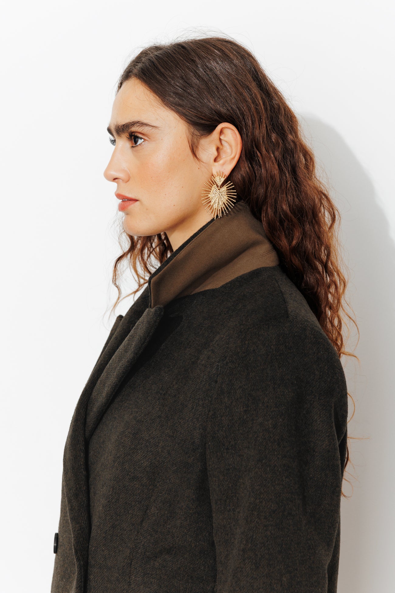 Manteau long en laine mélangée - Imprimé kaki – Image 4