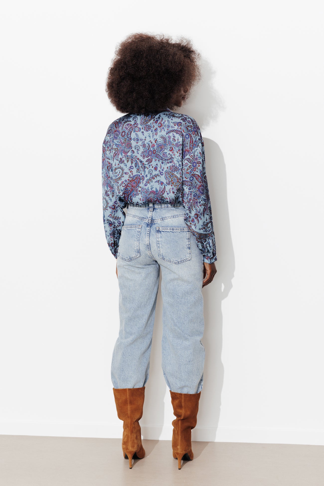 Chemise en satin imprimée - Imprimé bleu – Image 3