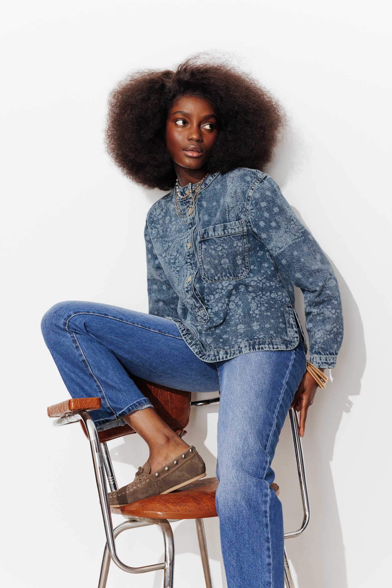 Chemise en jean motif au laser - Jean moyen – Image 2