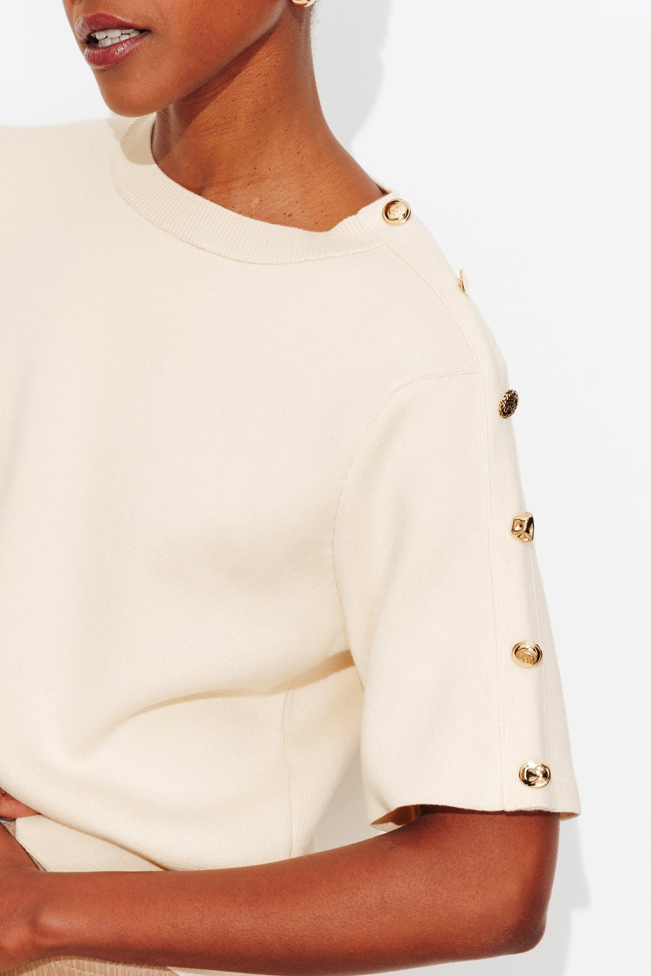 Pull manches courtes Femme - Ecru – Image 4