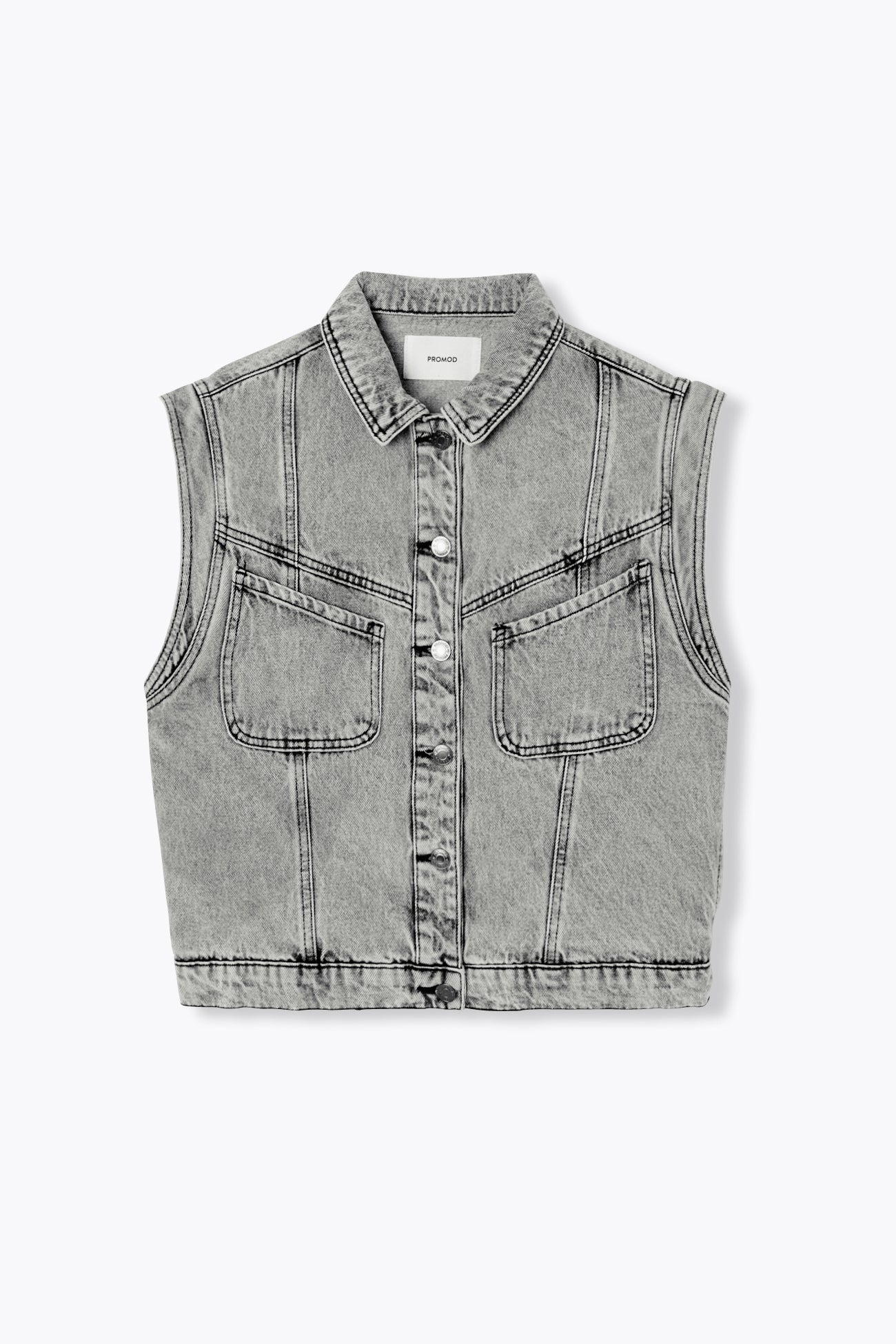 Veste jean sans manches LEONIE - Jeans gris – Image 5