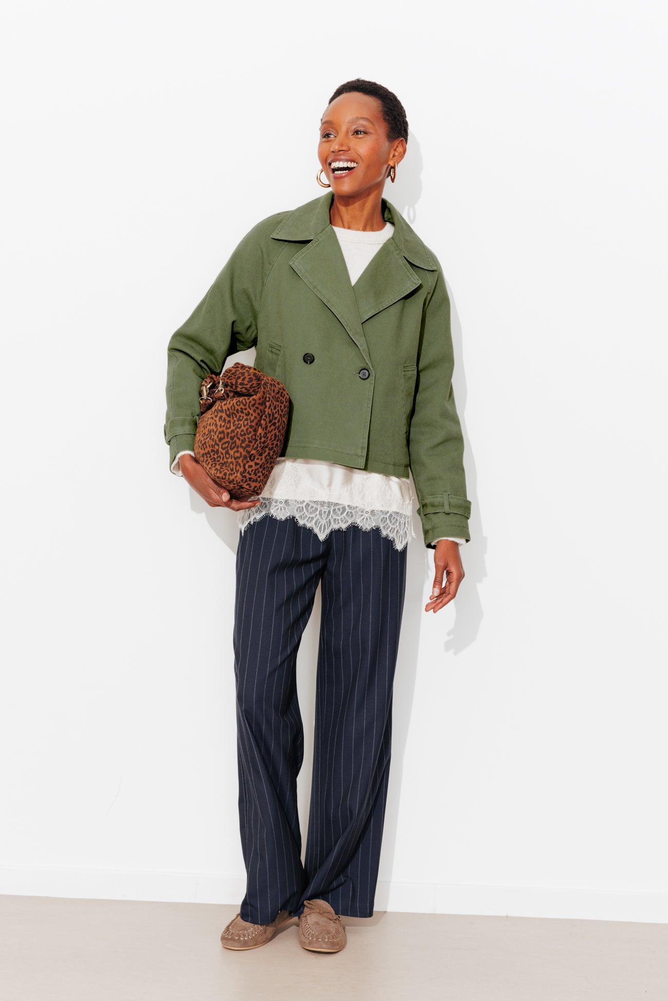 Veste courte en toile Femme – Kaki