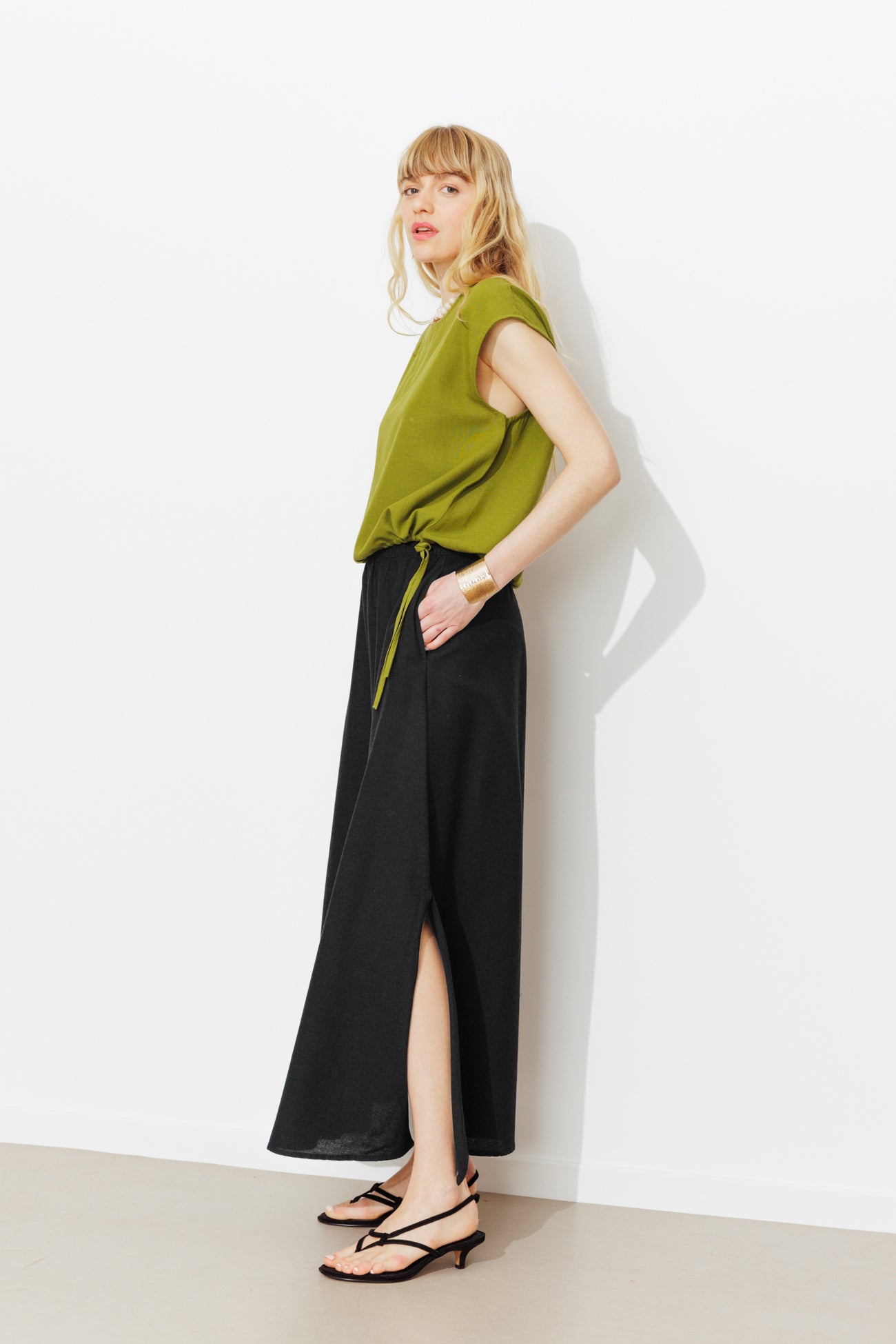 Jupe mi-longue unie Femme – Noir