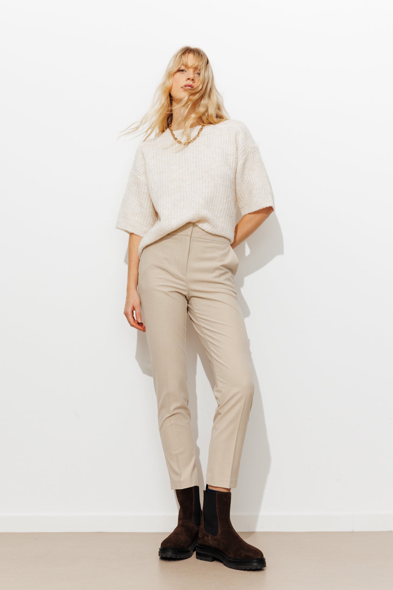 Pantalon cigarette Femme – Ecru