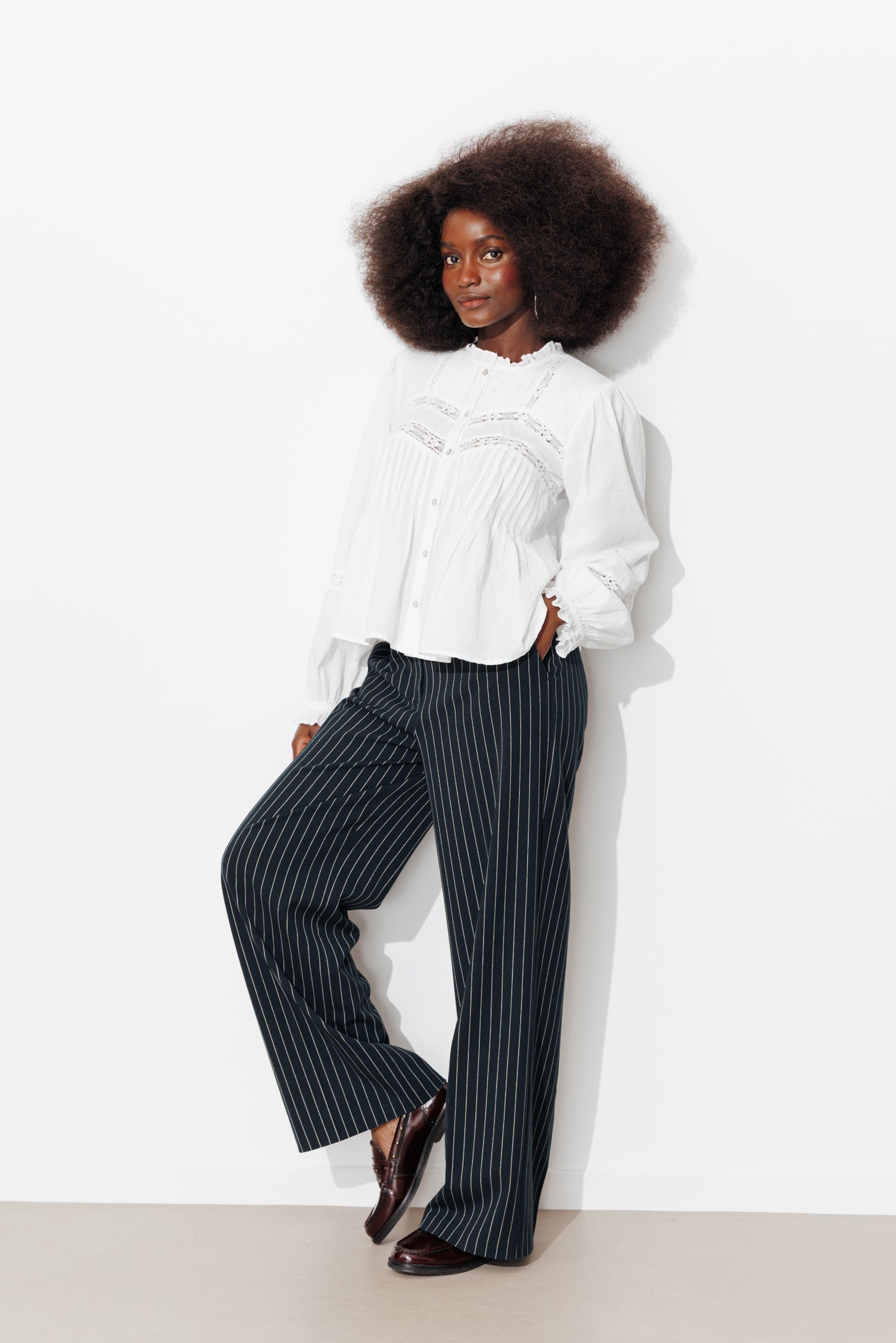 Pantalon tailleur rayé Femme - Rayé marine – Image 2
