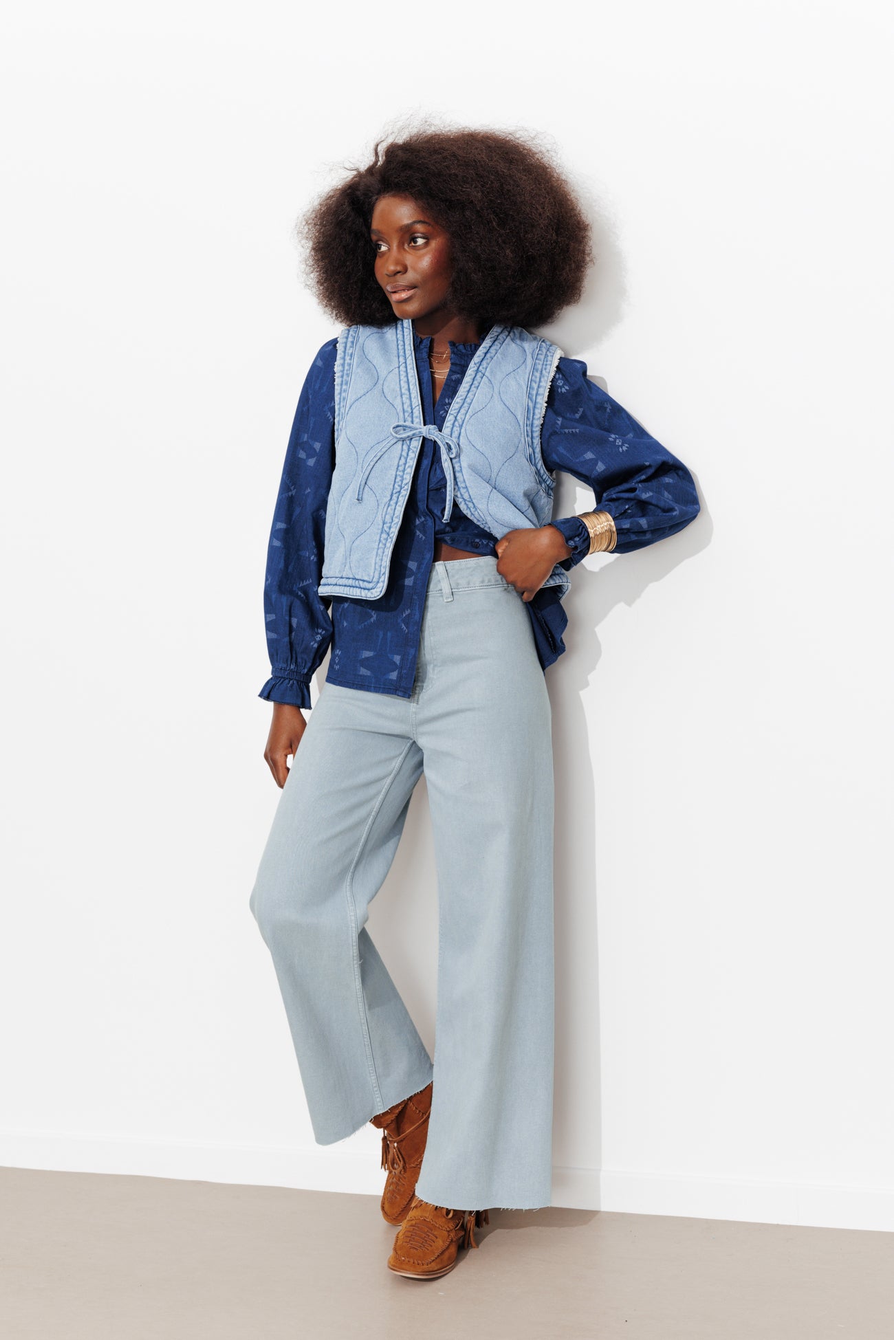 HECTOR pantalon taille haute - Bleu ciel – Image 2