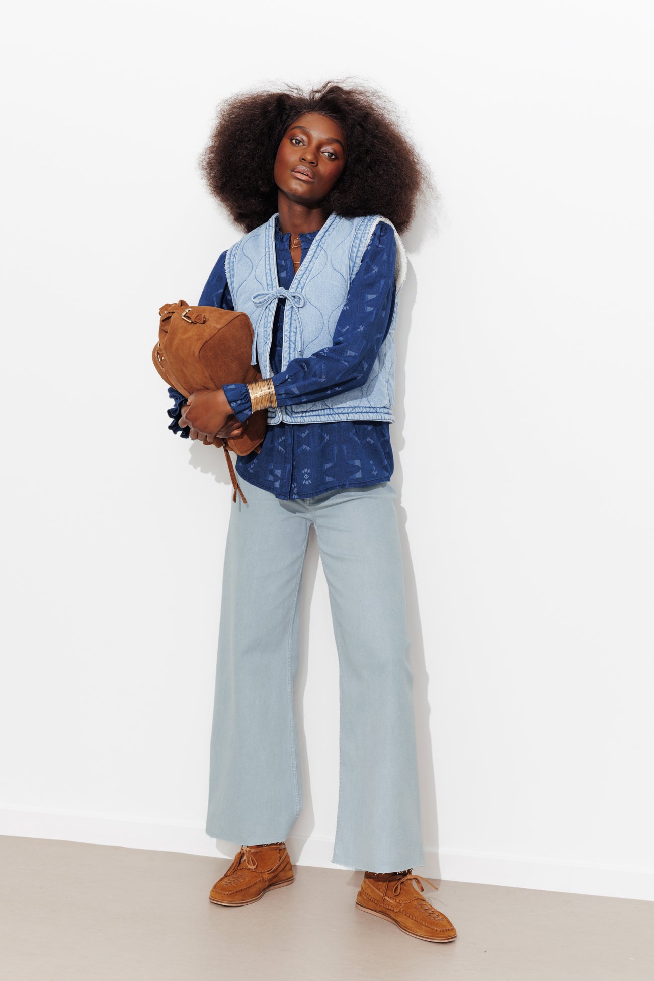 HECTOR pantalon taille haute - Bleu ciel