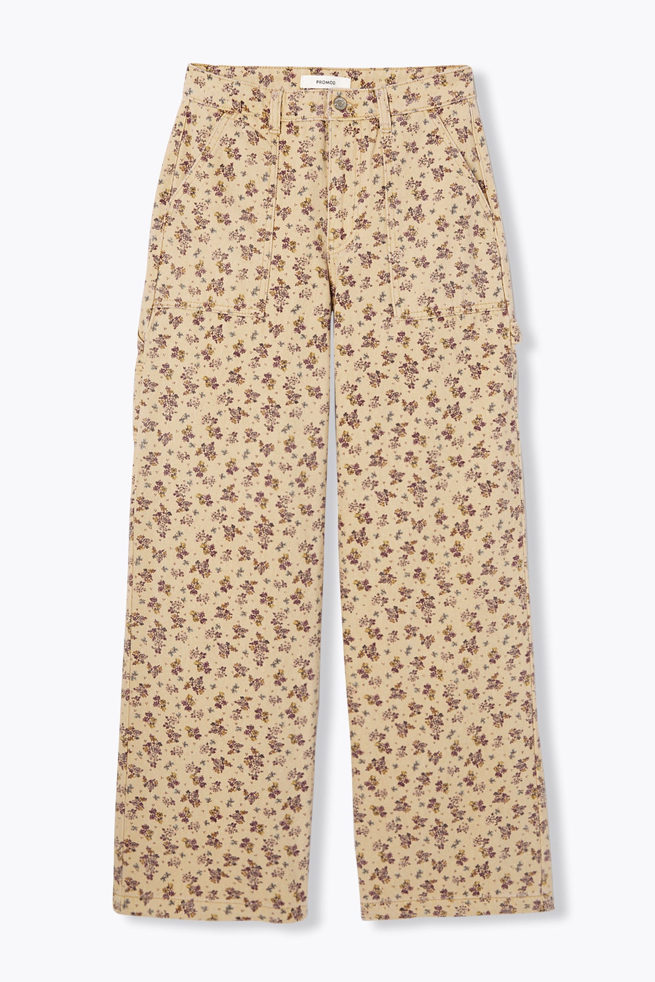 Pantalon charpentier fleuri - Imprimé écru – Image 7