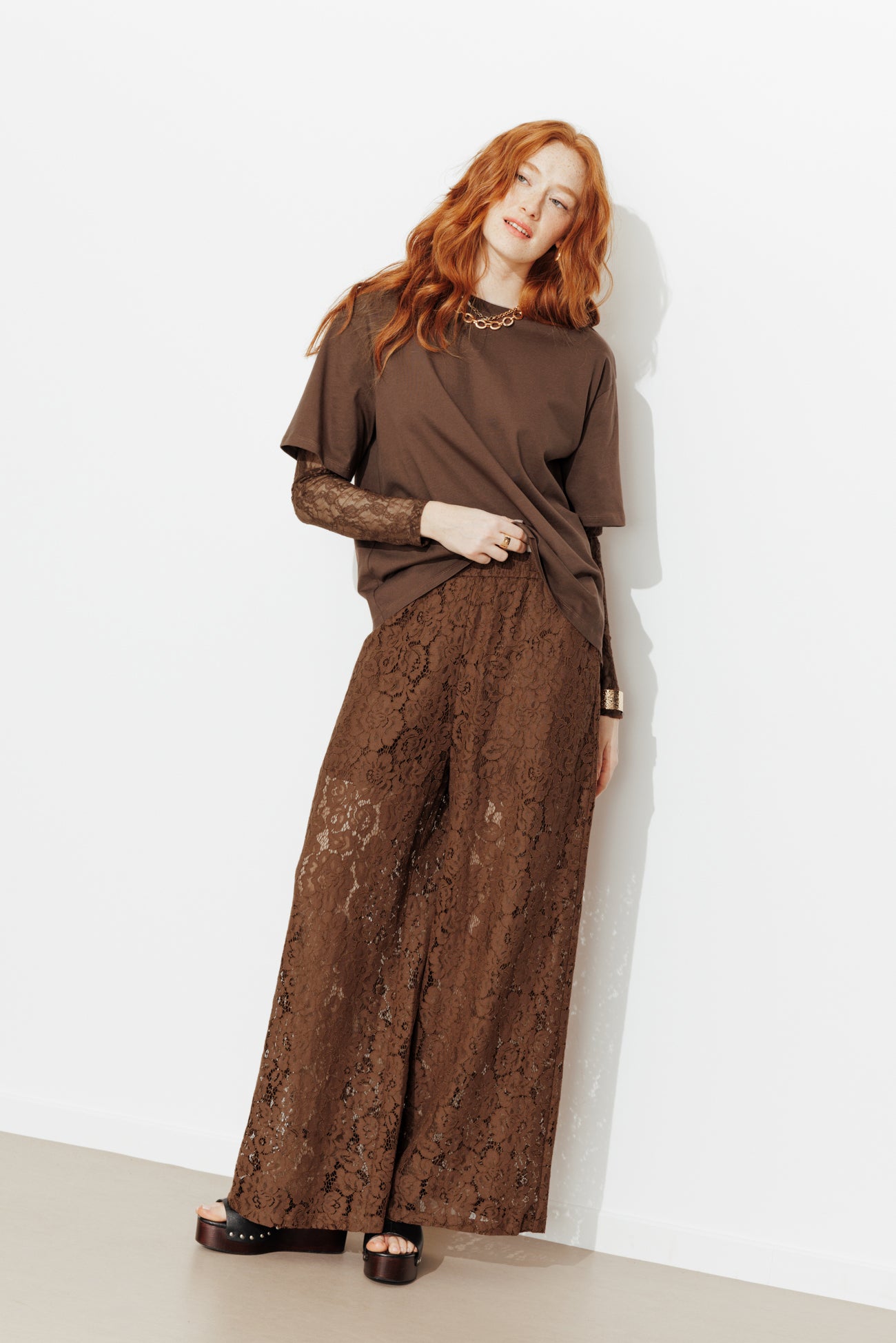 Pantalon en dentelle Femme - Marron – Image 3